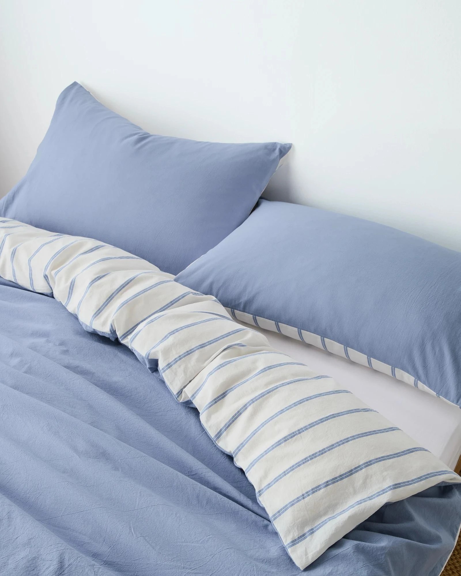 3 Arlo Stonewash Stripe Quilt Cover Set - Super King Bed - Blue, 3 of 8