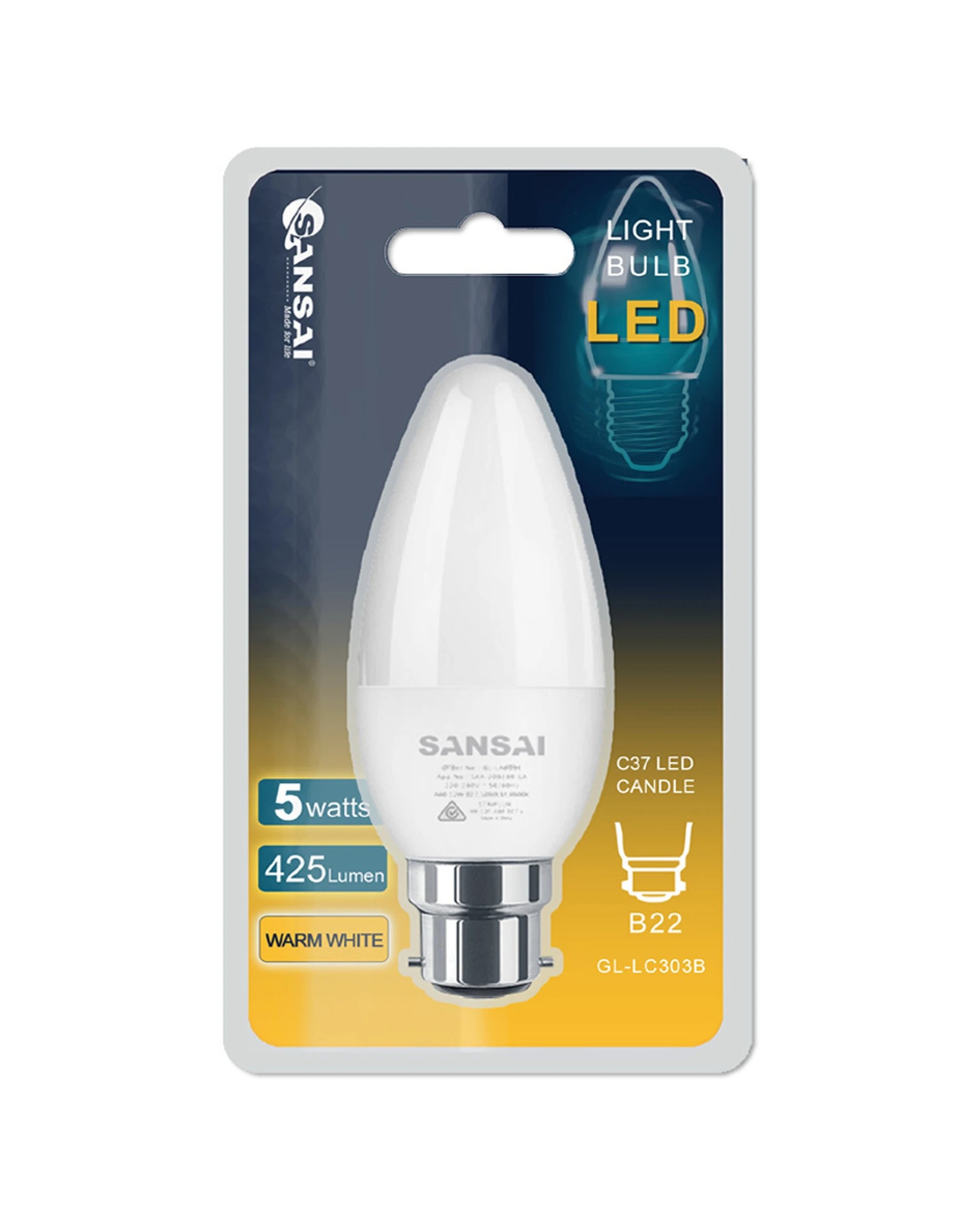 2 Sansai Home/office Led 425lm Light Bulb C37 5w B22 Bayonet Warm White 3000k
 - White, 2 of 3