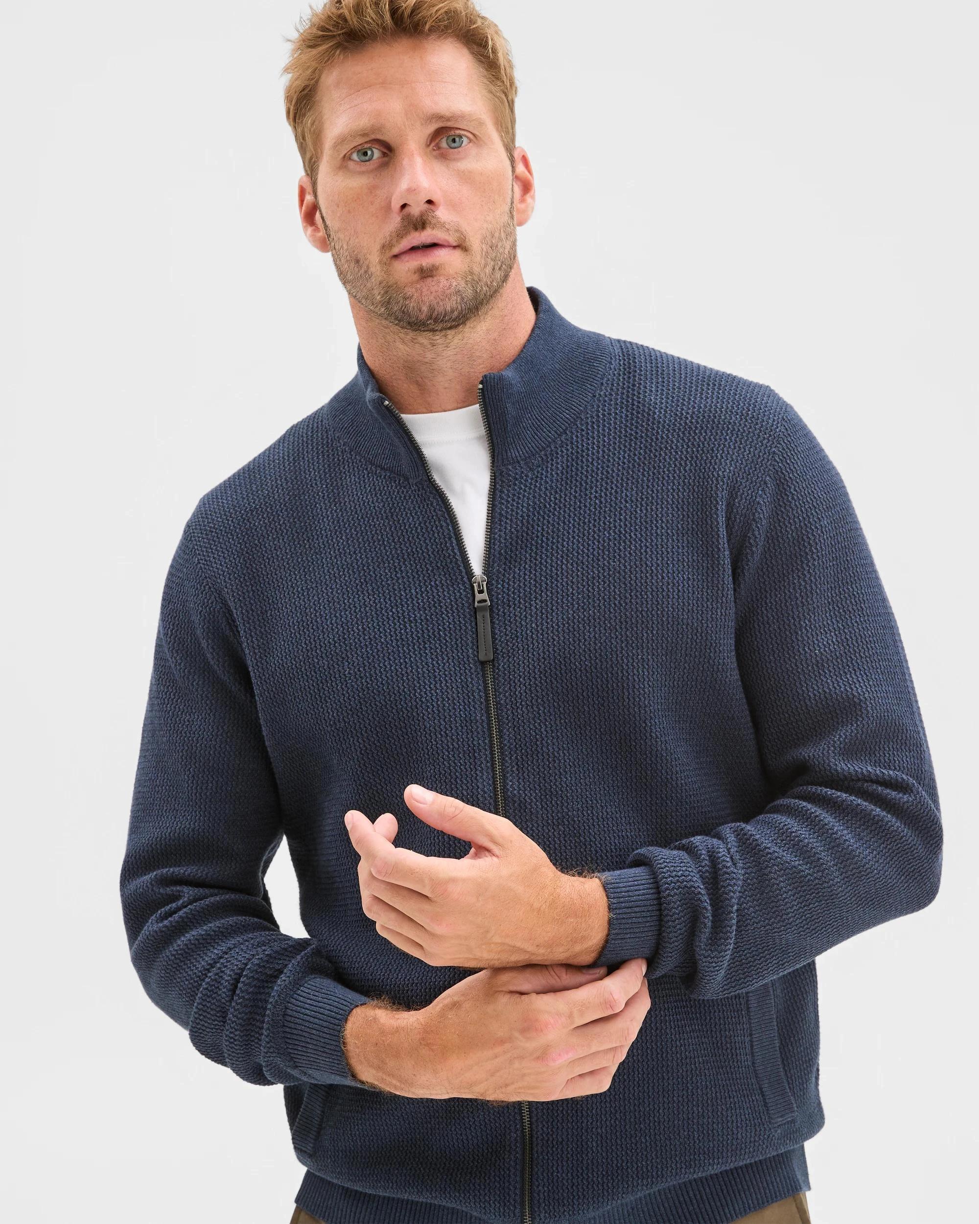 2 Target Man Australian Cotton Zip Through Knit Jumper NAVY, 2 of 6