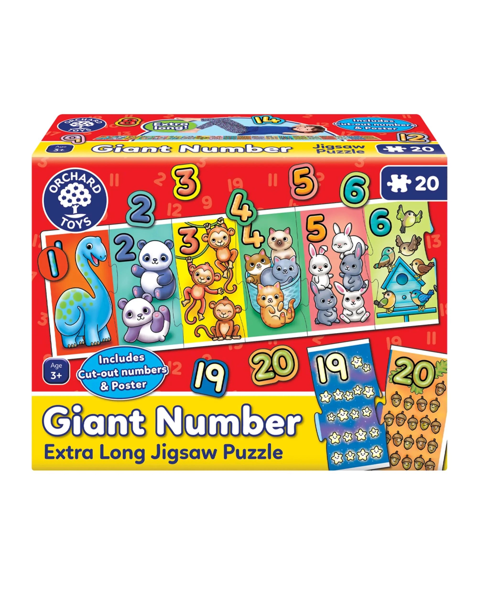 1 Orchard Toys Giant Number Extra Long 20 Piece Jigsaw Puzzle, 1 of 4