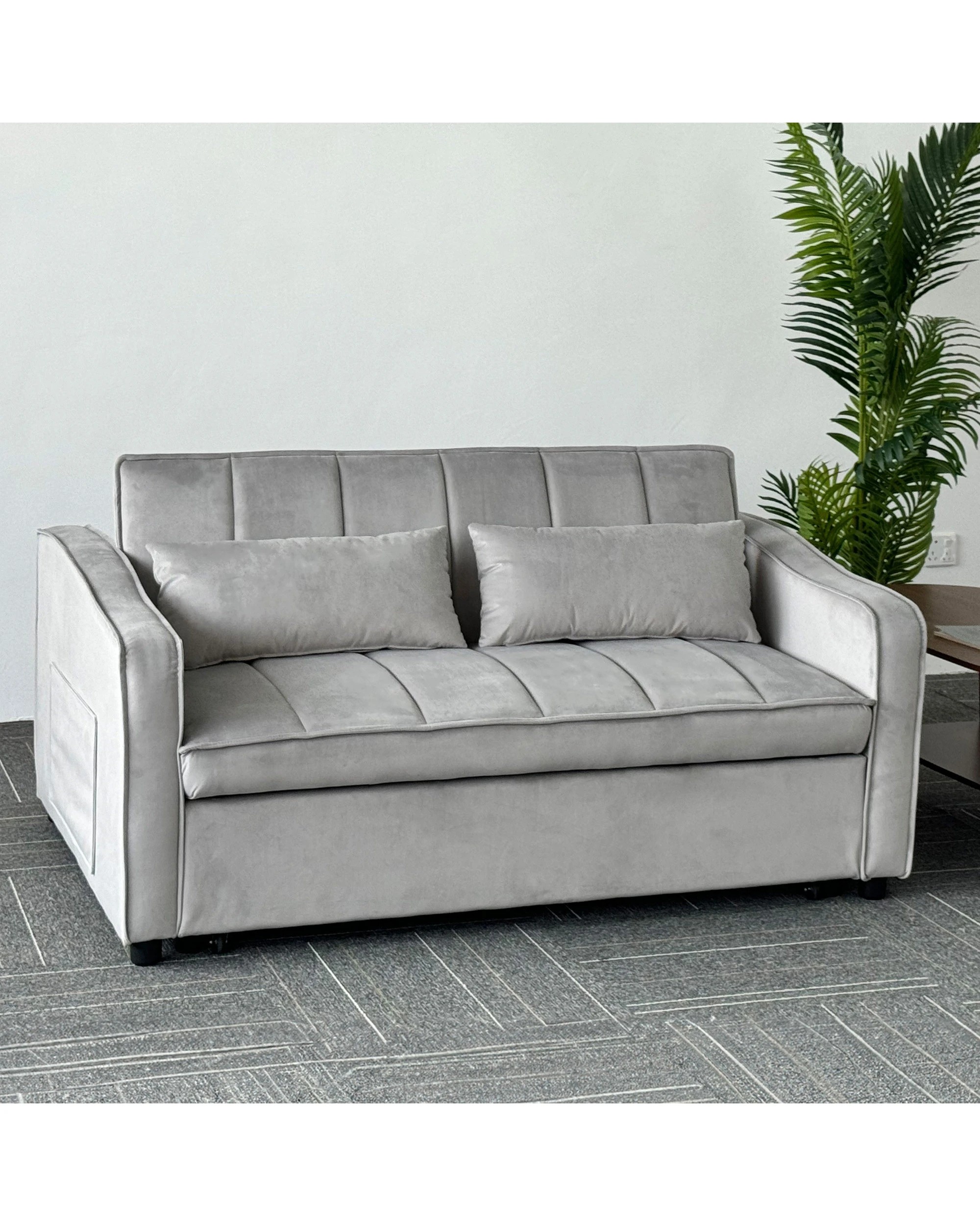 8 Sarantino Fenton Velvet 2-Seater Sofa Bed - Light Grey, 8 of 9