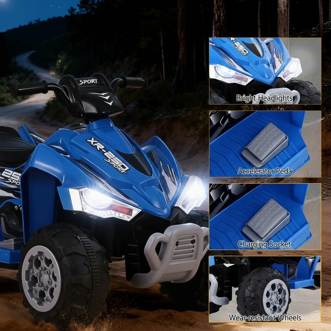 4 Rigo Kids Ride On Car ATV Quad Motorbike Electric Outdoor Toys 12V - Blue, 4 of 7