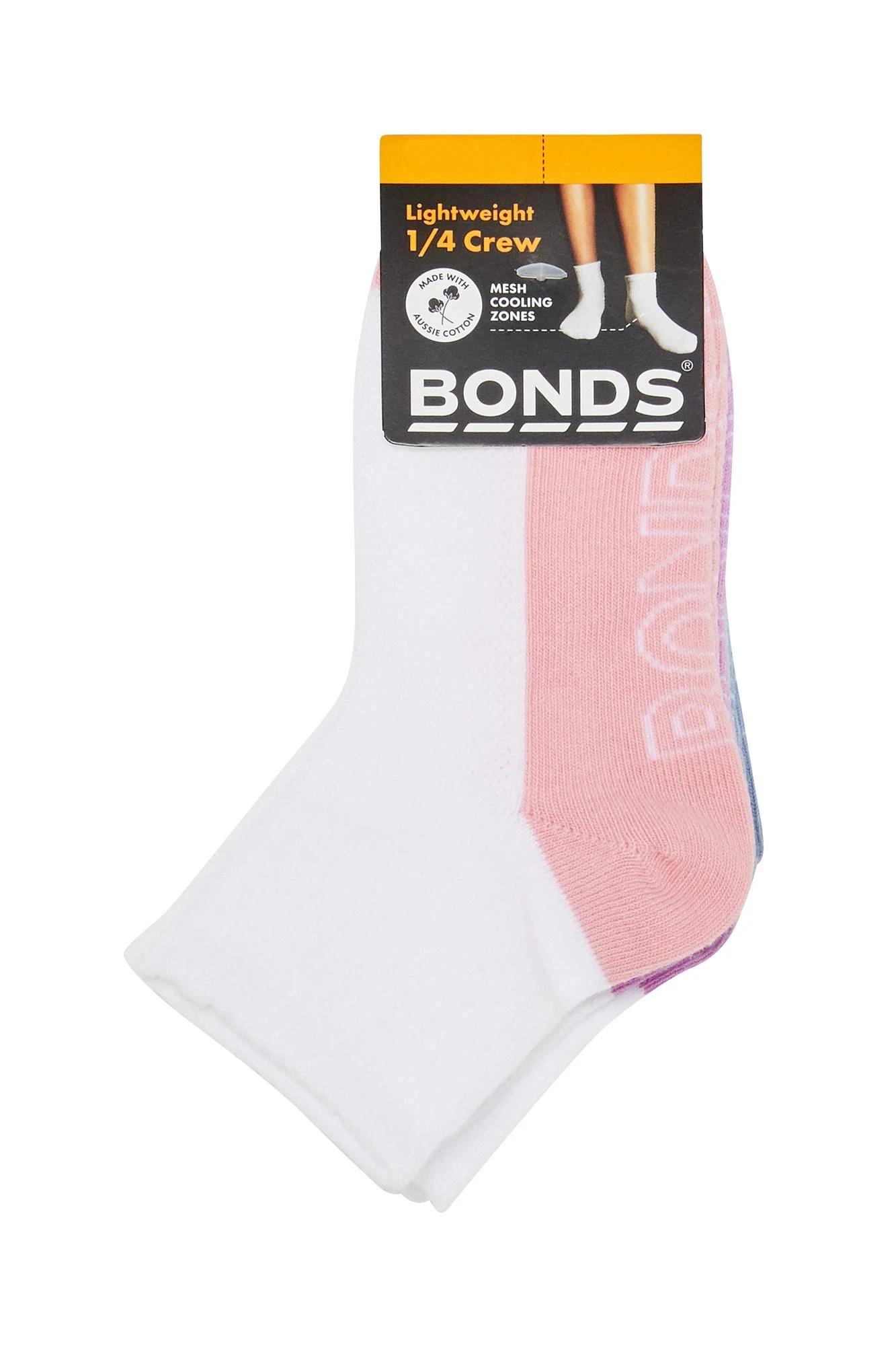 3 Cotton Blend Kids Lightweight Quarter Crew Sock 4 Pack - Bonds GIRL, 3 of 3