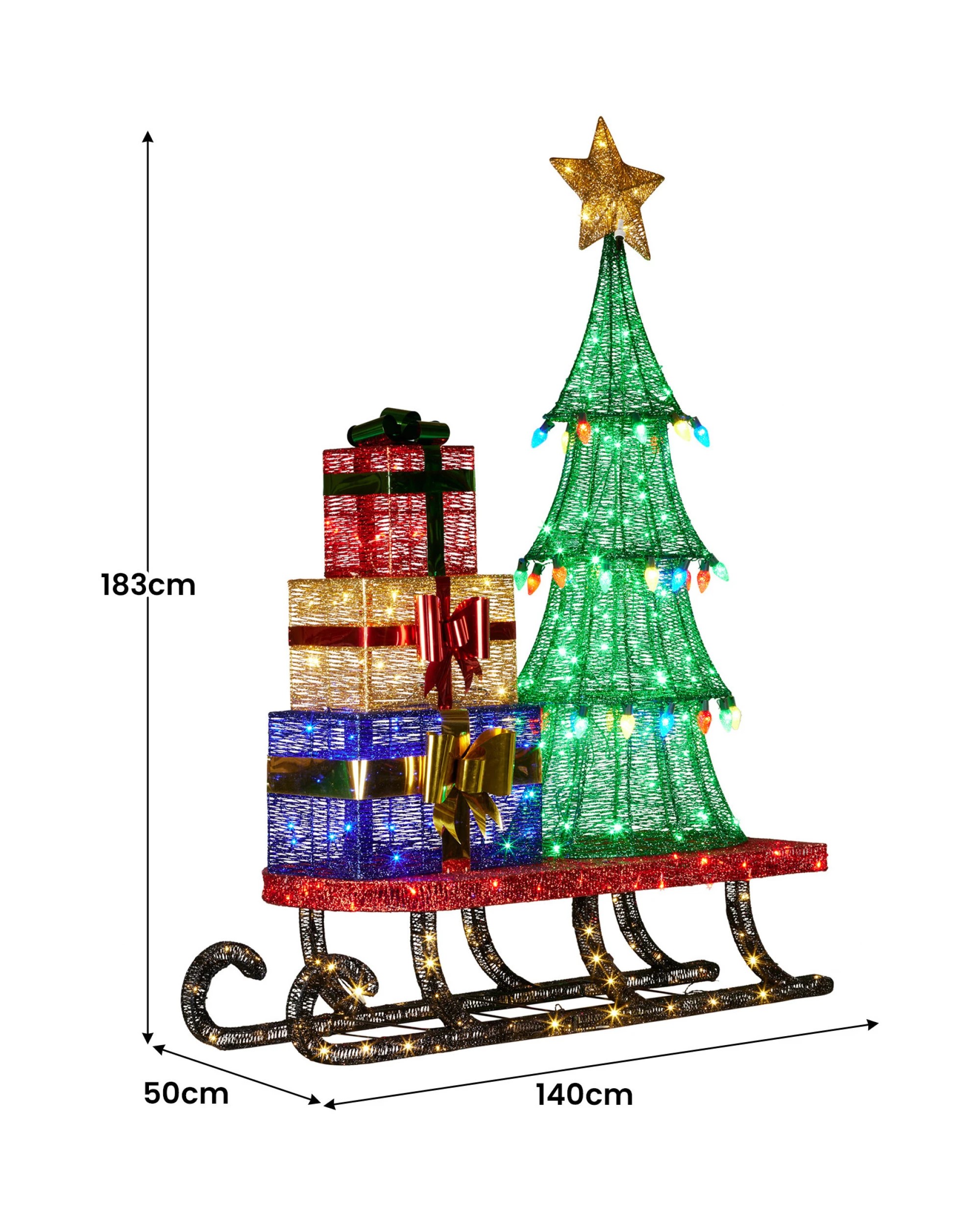 4 Christabelle Christmas Display Sled With Tree And Presents - 183cm, 4 of 8