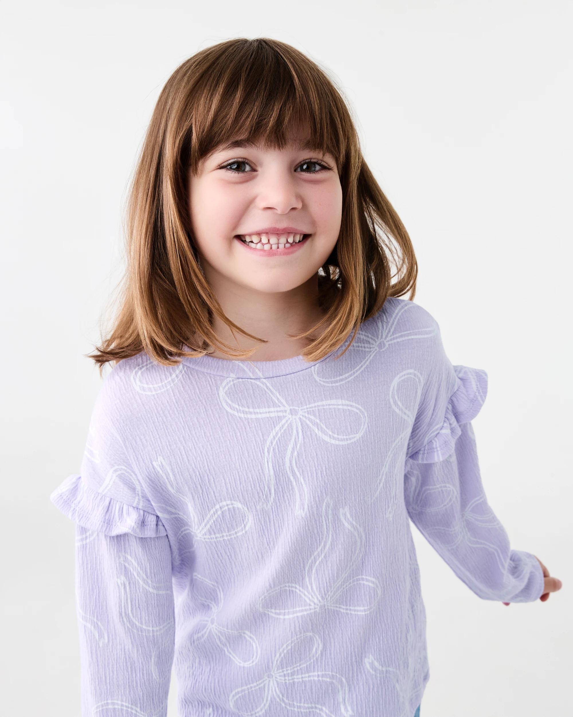 3 Long Sleeve Texture T-shirt Pur Bow, 3 of 8