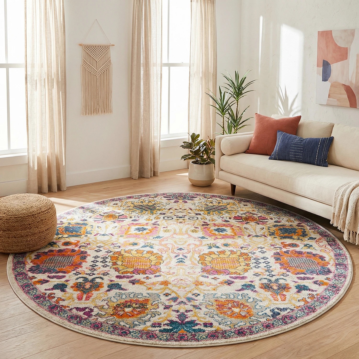 Common Ground Rugs Atlas 206 240x240cm - Large Round Pet Friendly Rug ...
