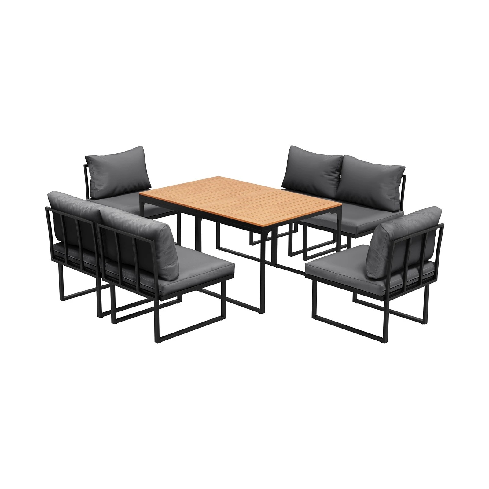 1 Livsip 6 Seater Outdoor Dining Sofa Set Lounge Furniture with Cushions - Multi, 1 of 8