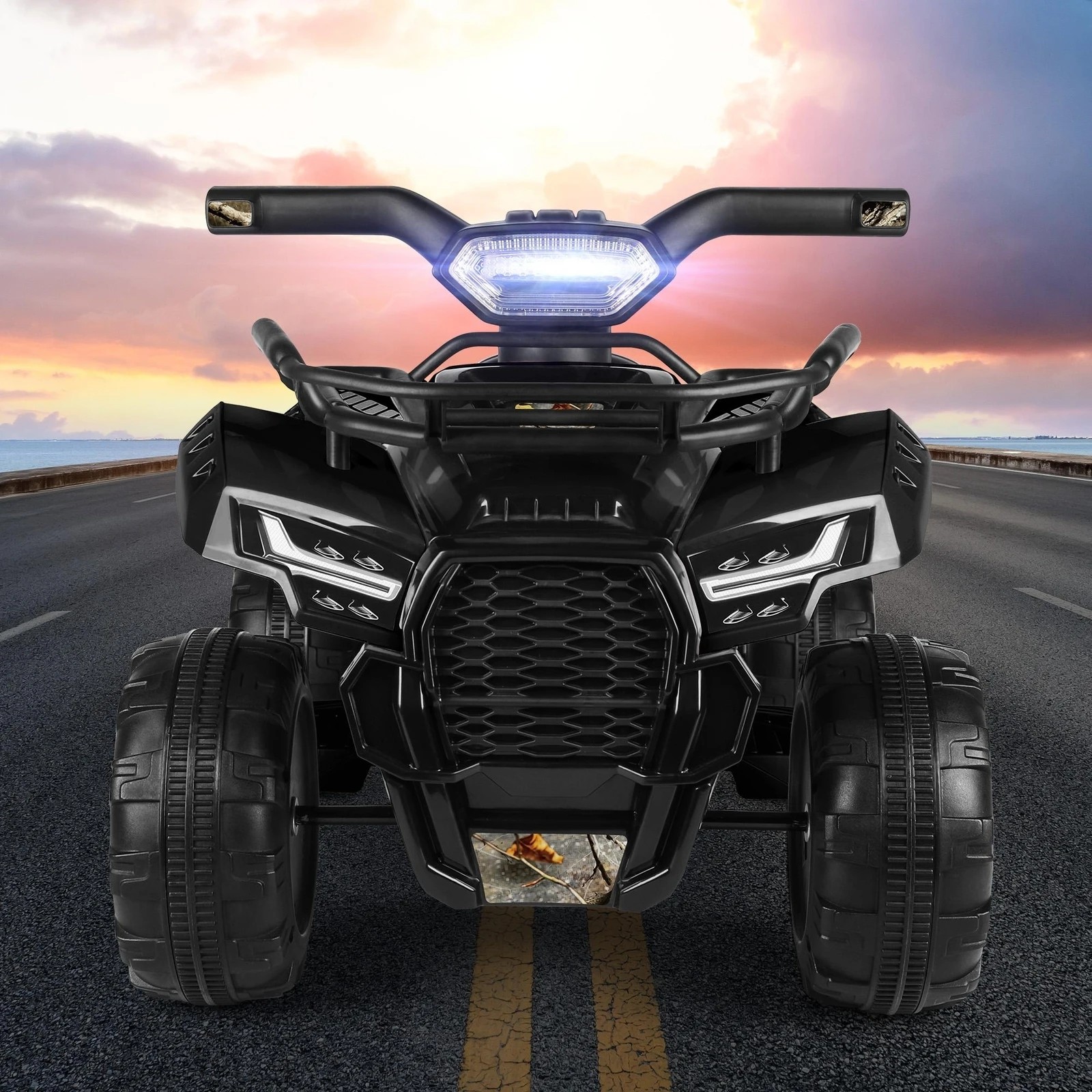 2 Alfordson Kids Ride On Car Electric ATV Toy 25W Motor W/ USB MP3 LED Light - Black, 2 of 10