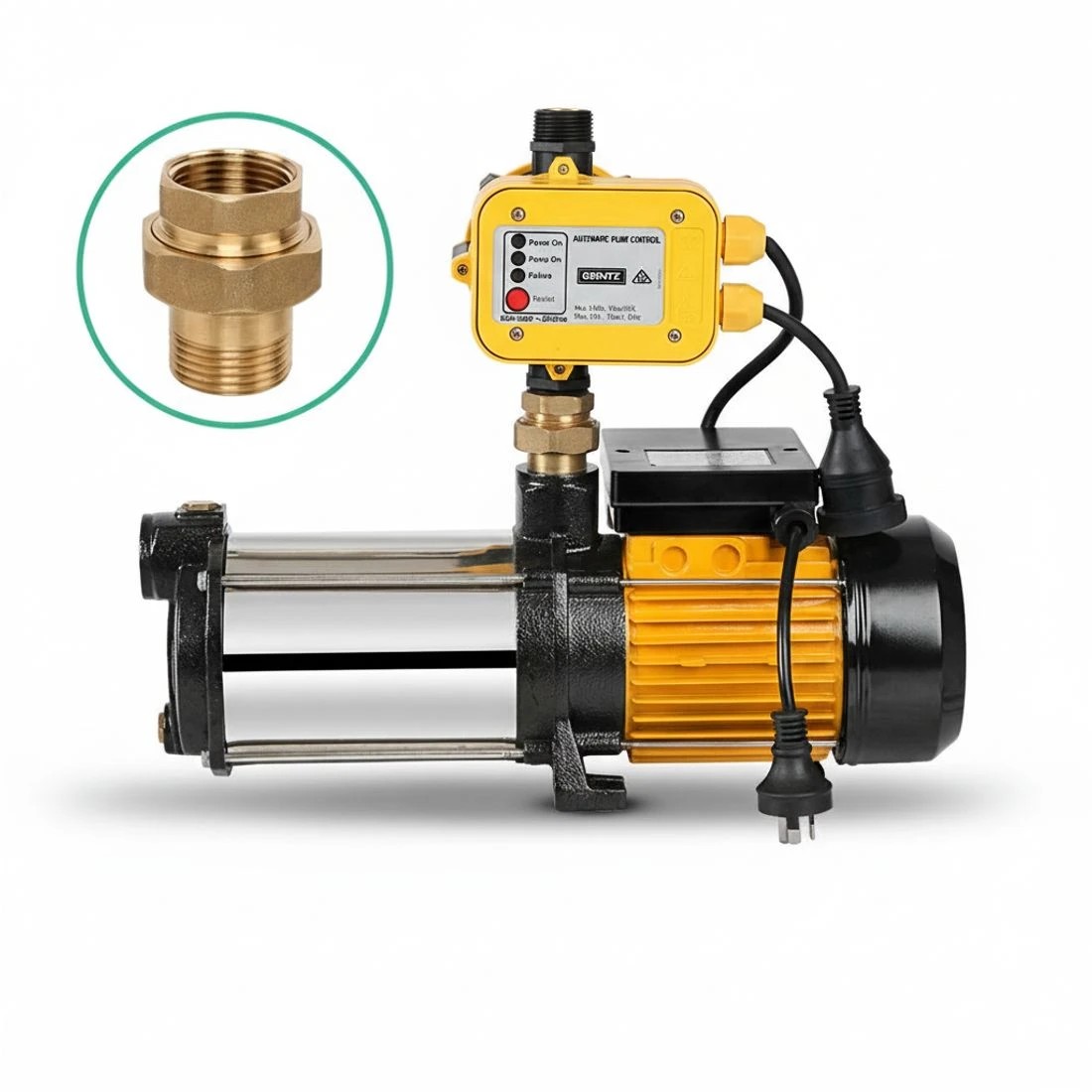 4 Giantz Garden Water Pump High Pressure 2500W Max 5-Stage Tank Irrigation Transfer Booster - Yellow, 4 of 8