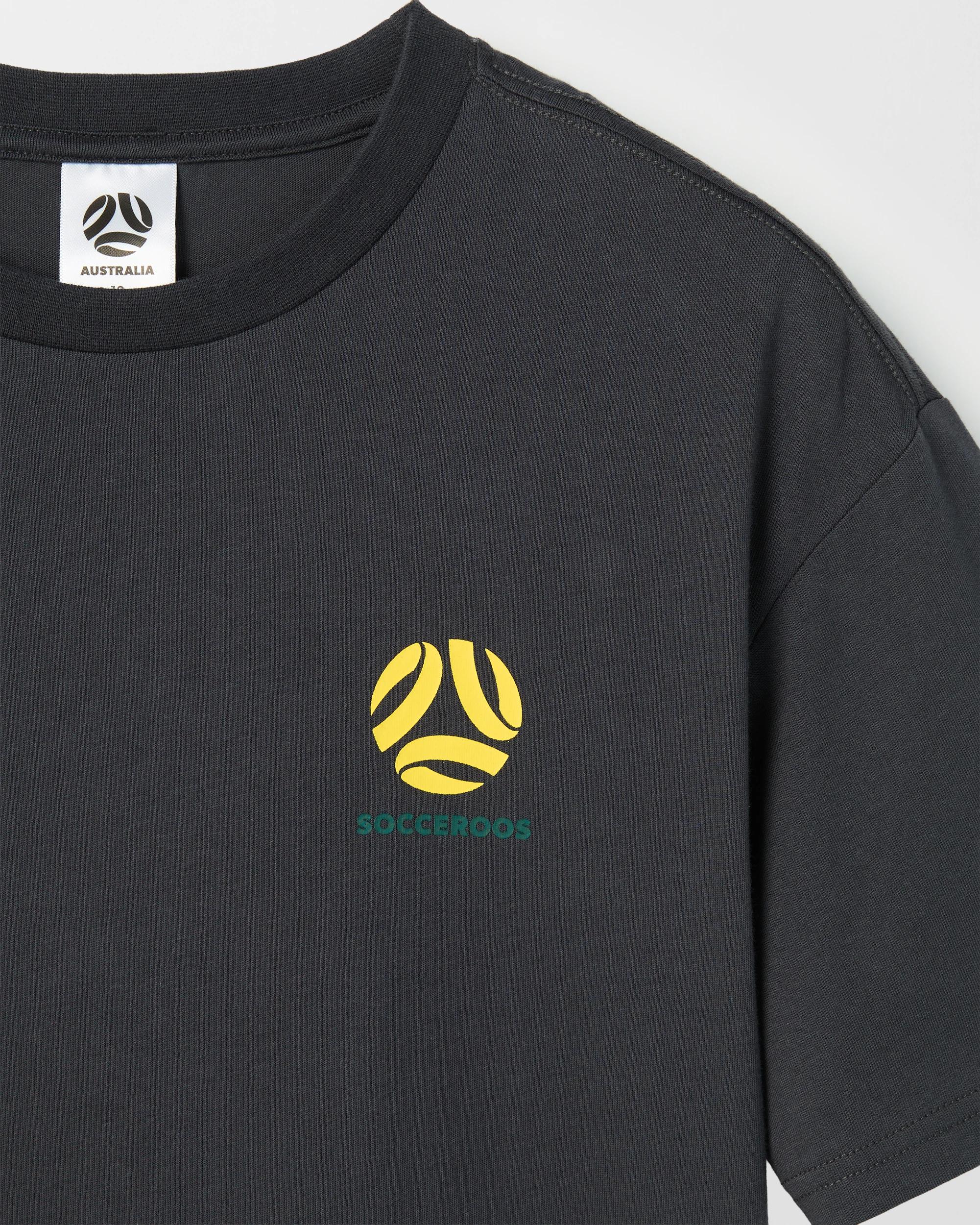 6 Socceroos World Cup Australian Cotton T-Shirt BLACK, 6 of 7