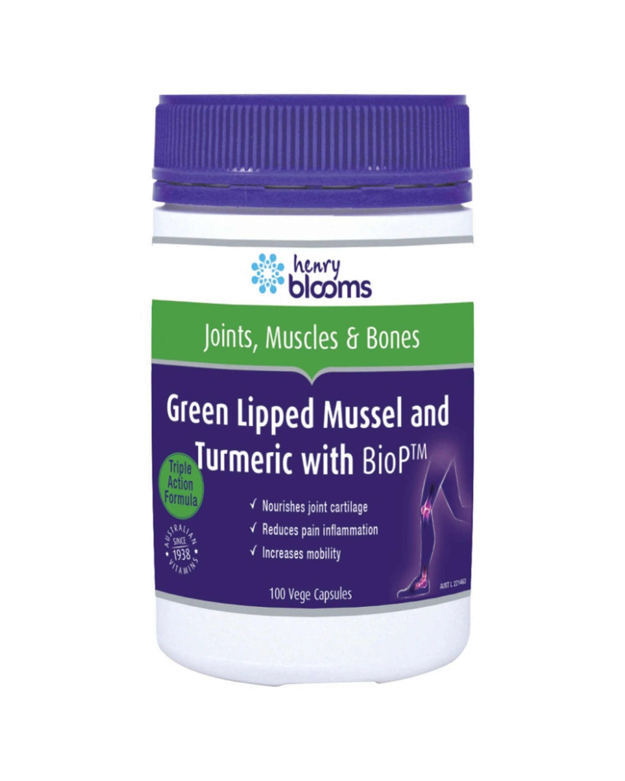 1 Blooms 100pc Lipped Mussel & Tumeric Vegetarian Capsules, 1 of 1