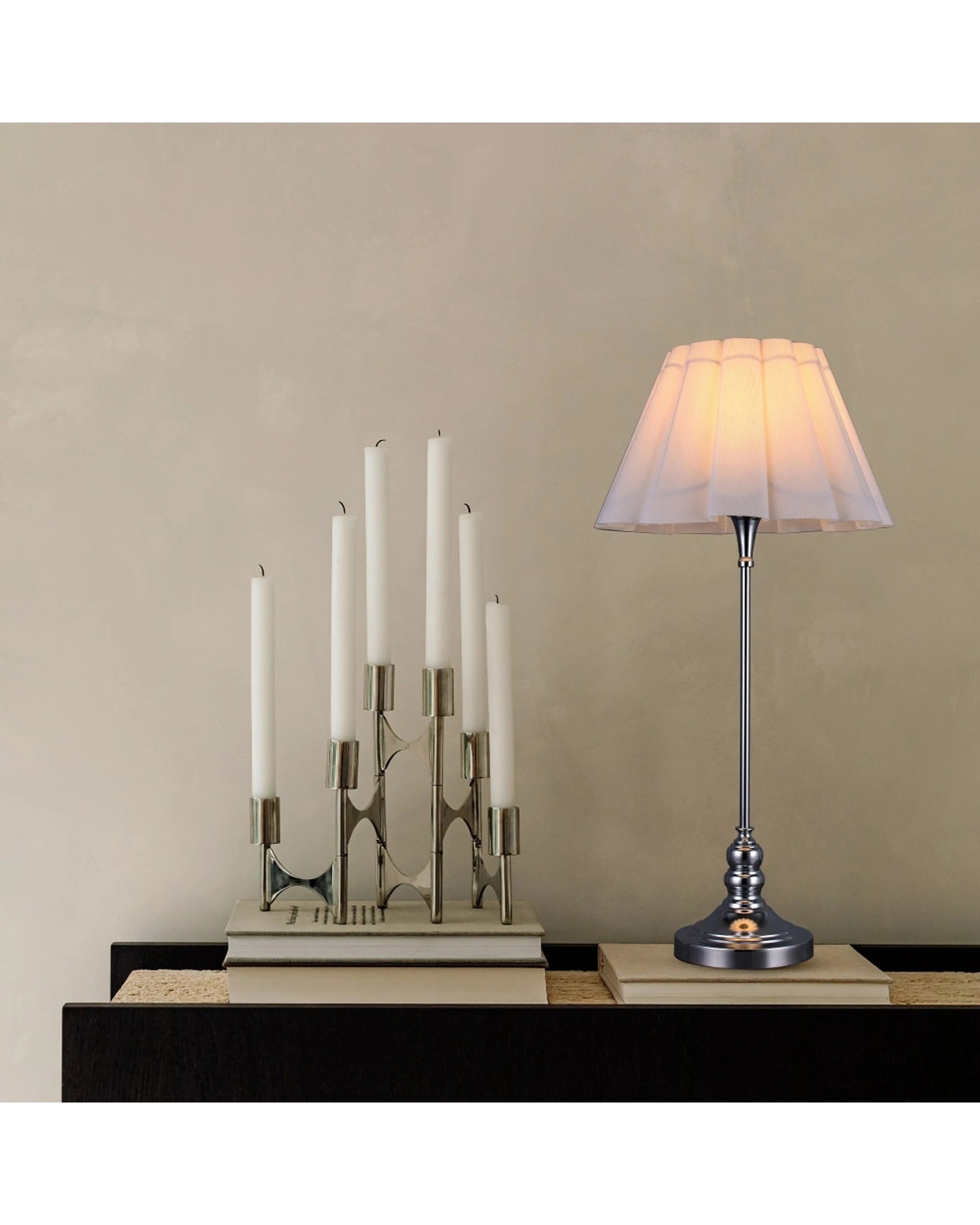 Lexi Lighting Giselle Table Lamp Chrome Metal Base 69cm - Multi - Kmart
