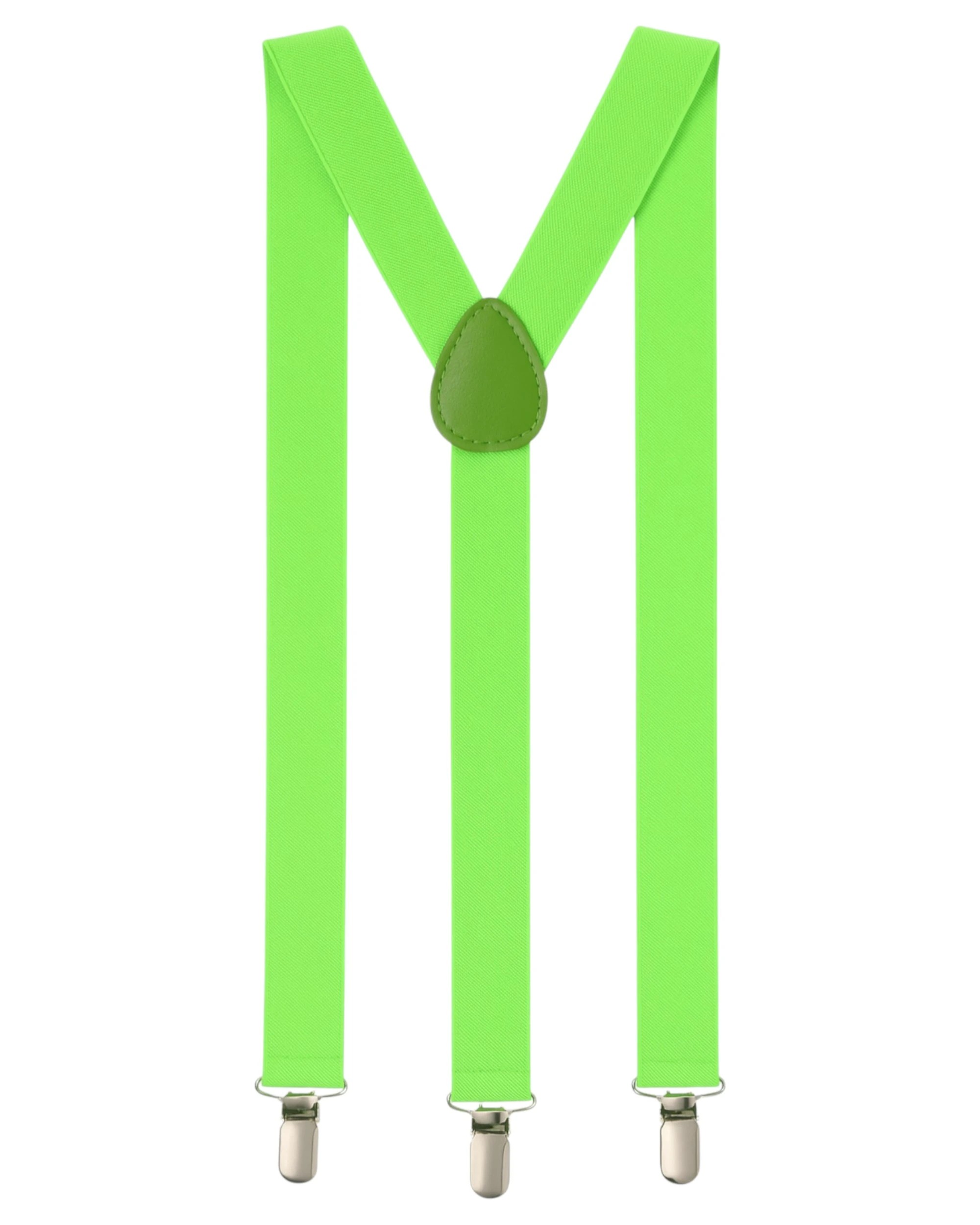 1 Zasel Mens Adjustable 100cm Fluro Green Suspenders, 1 of 3