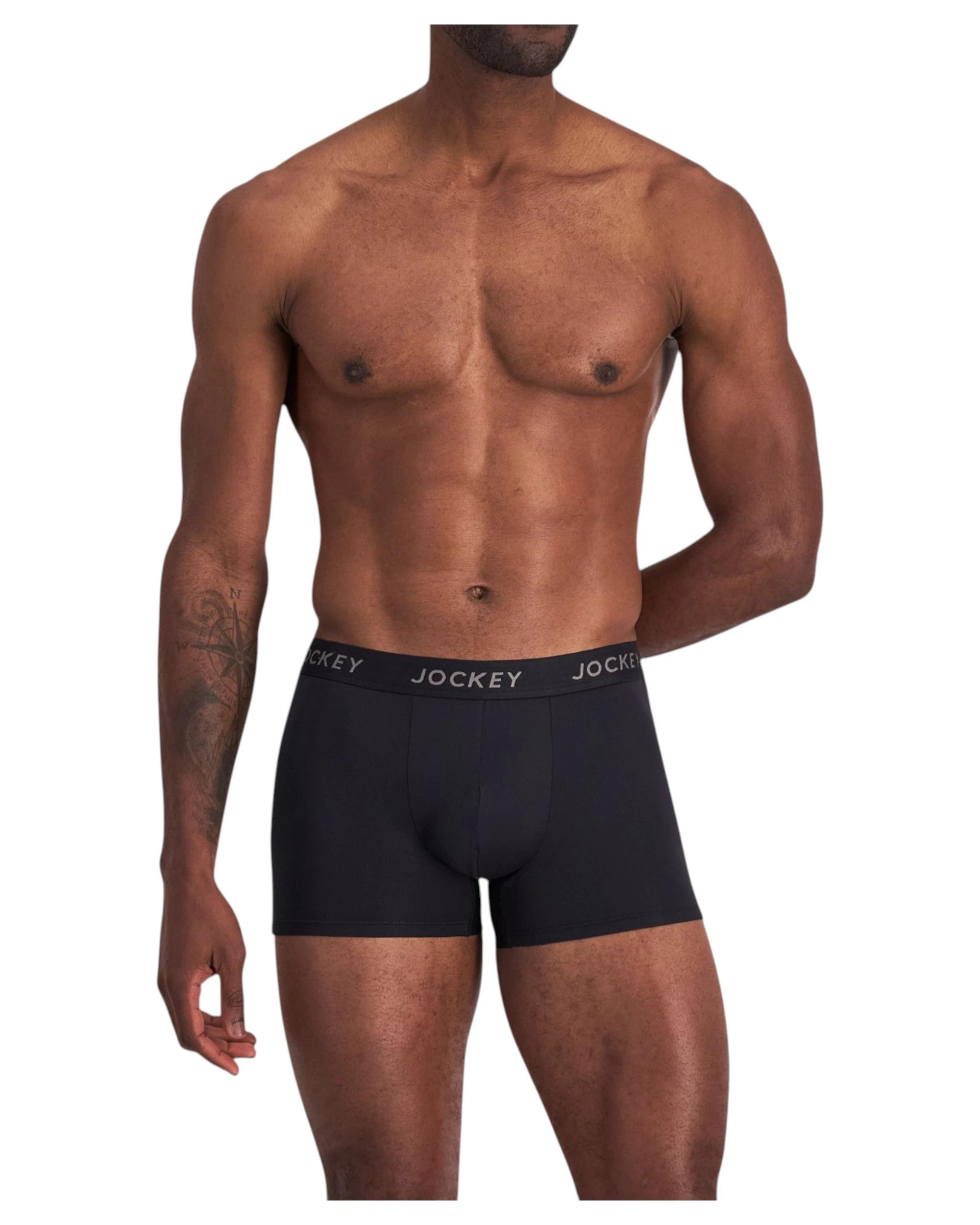 3 Jockey 6 Pack Mens Comfort Classics Microfibre Trunks Marle Underwear BLACK MARLE, 3 of 6