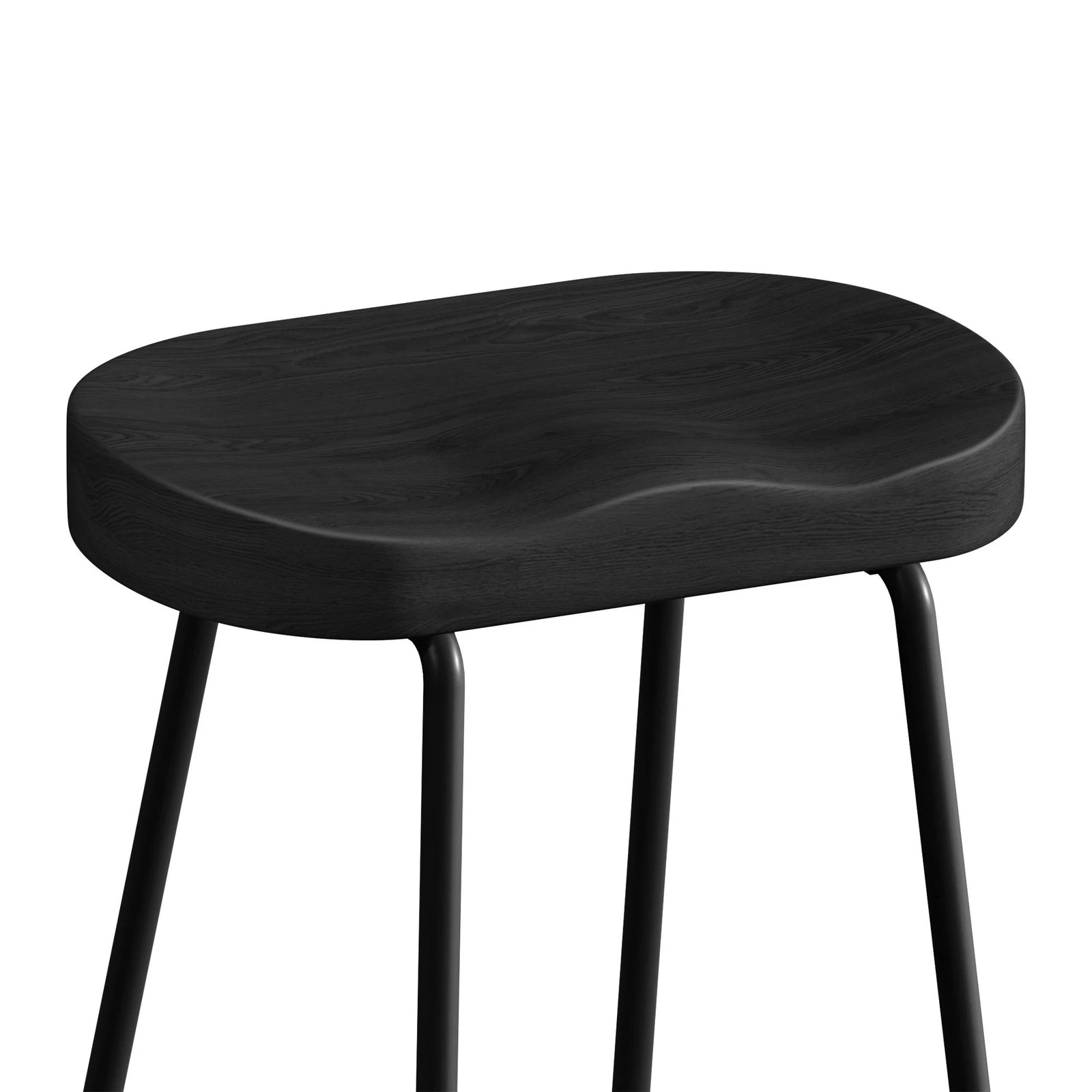 5 Alfordson 2x Bar Stools 75cm Tractor Kitchen Wooden Vintage Chair - Black, 5 of 10