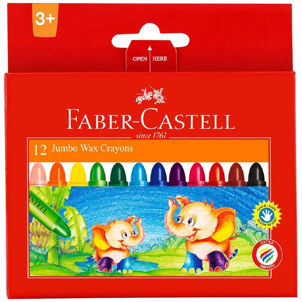 1 Faber-Castell Jumbo Wax Crayons 12 Pack, 1 of 5
