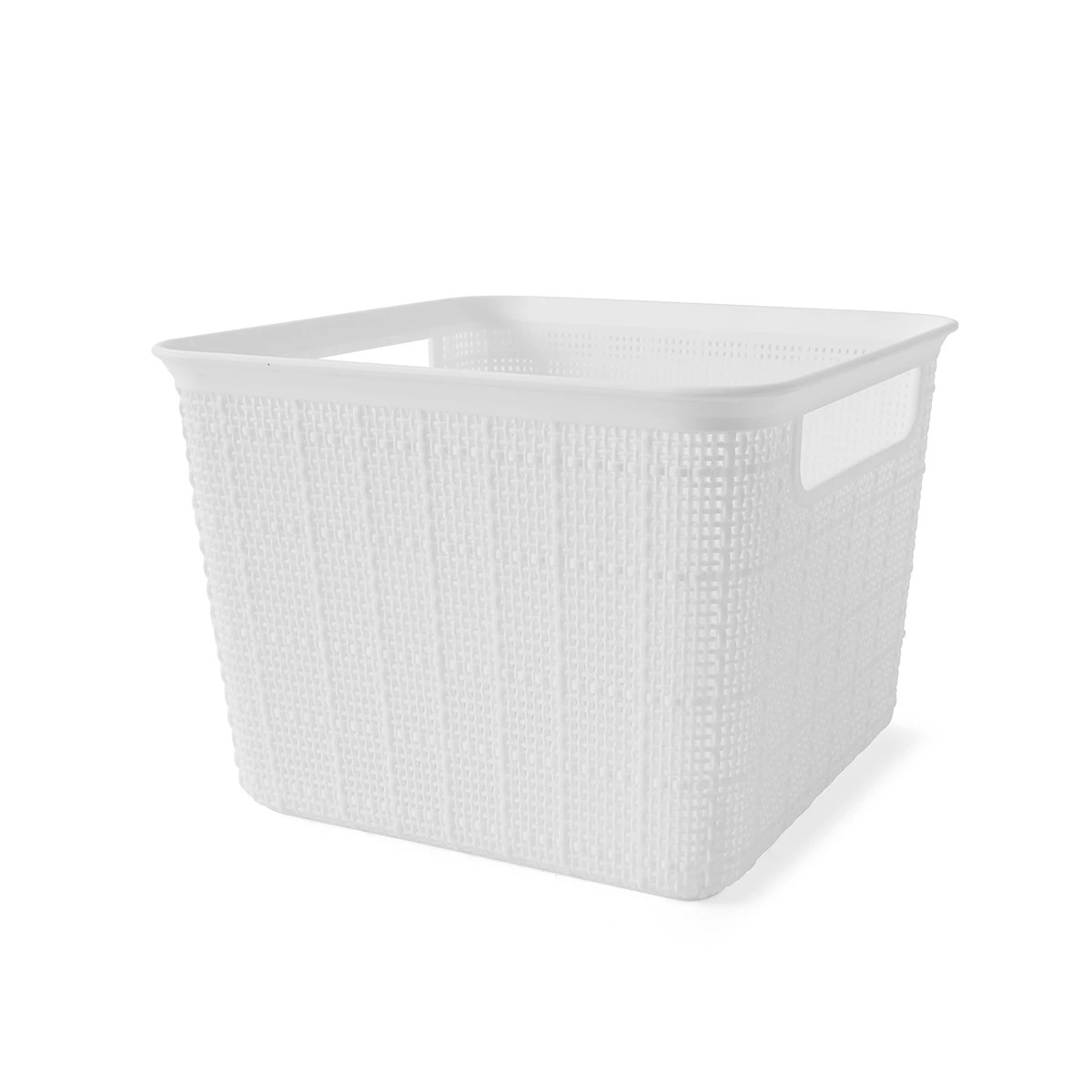2 3.5L Linen Weave Square Basket - White, 2 of 8