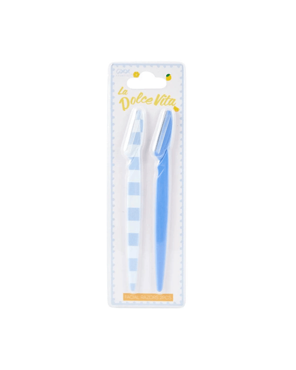 OXX Cosmetics La Dolce Vita 2 Piece Facial Razor Set - Blue