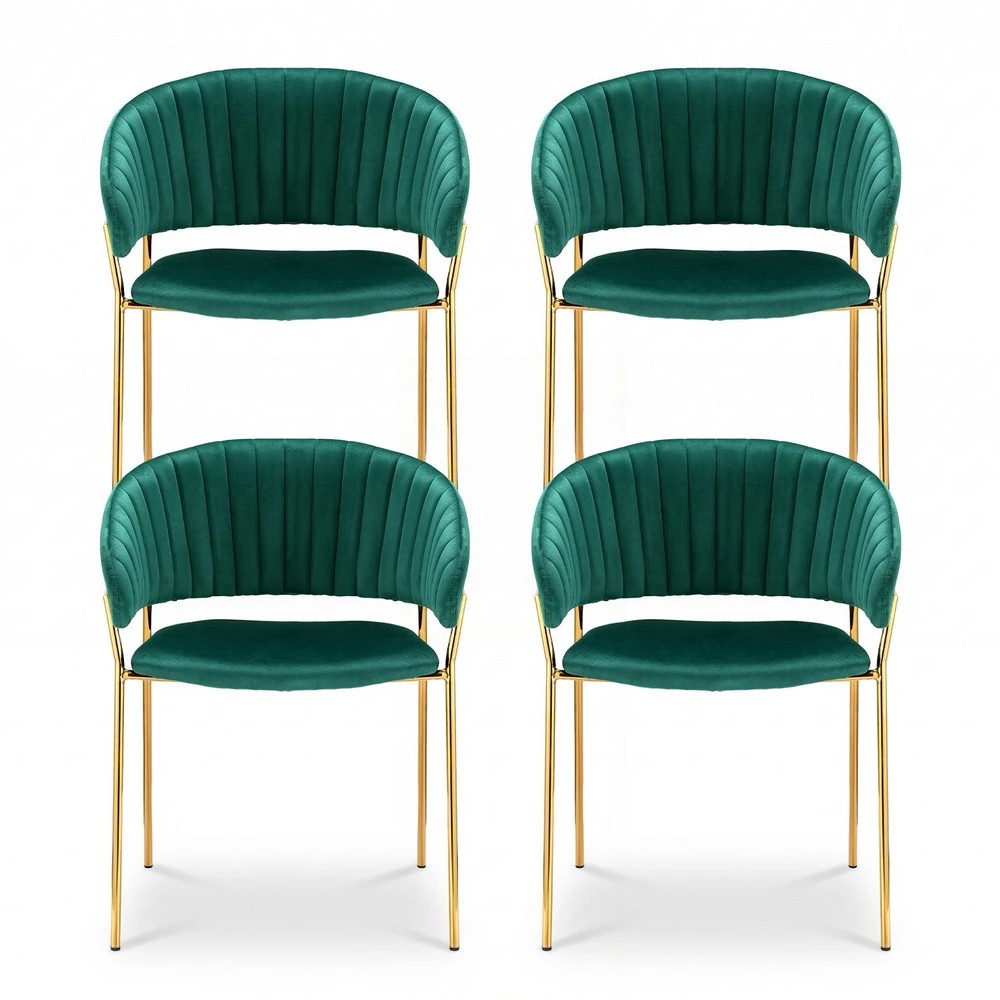 3 Artiss Dining Chairs Set of 4 Velvet Hollow Armchair - Green, 3 of 6