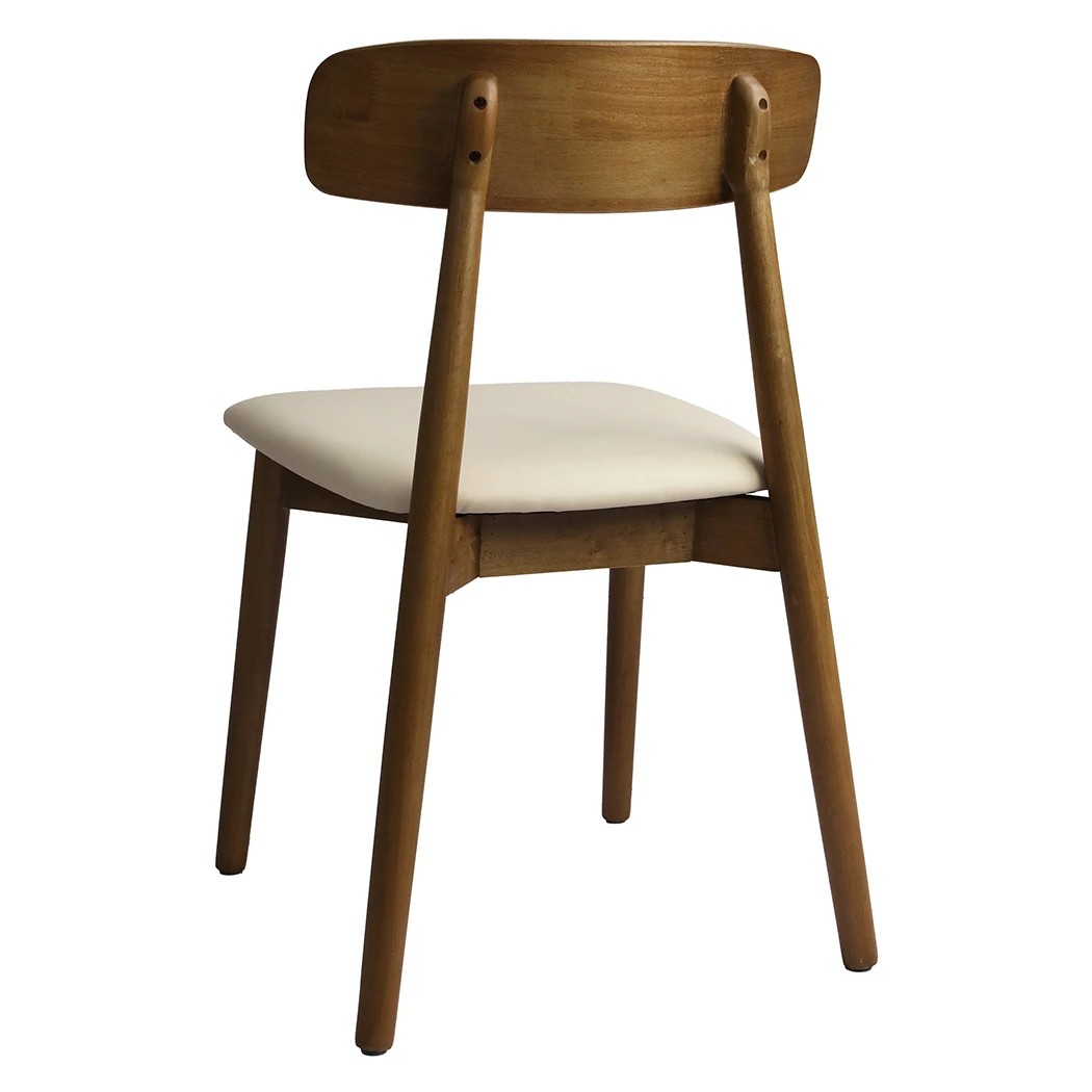 2 Levede 4pcs Dining Chairs Solid Wood in Walnut Colour, 2 of 3