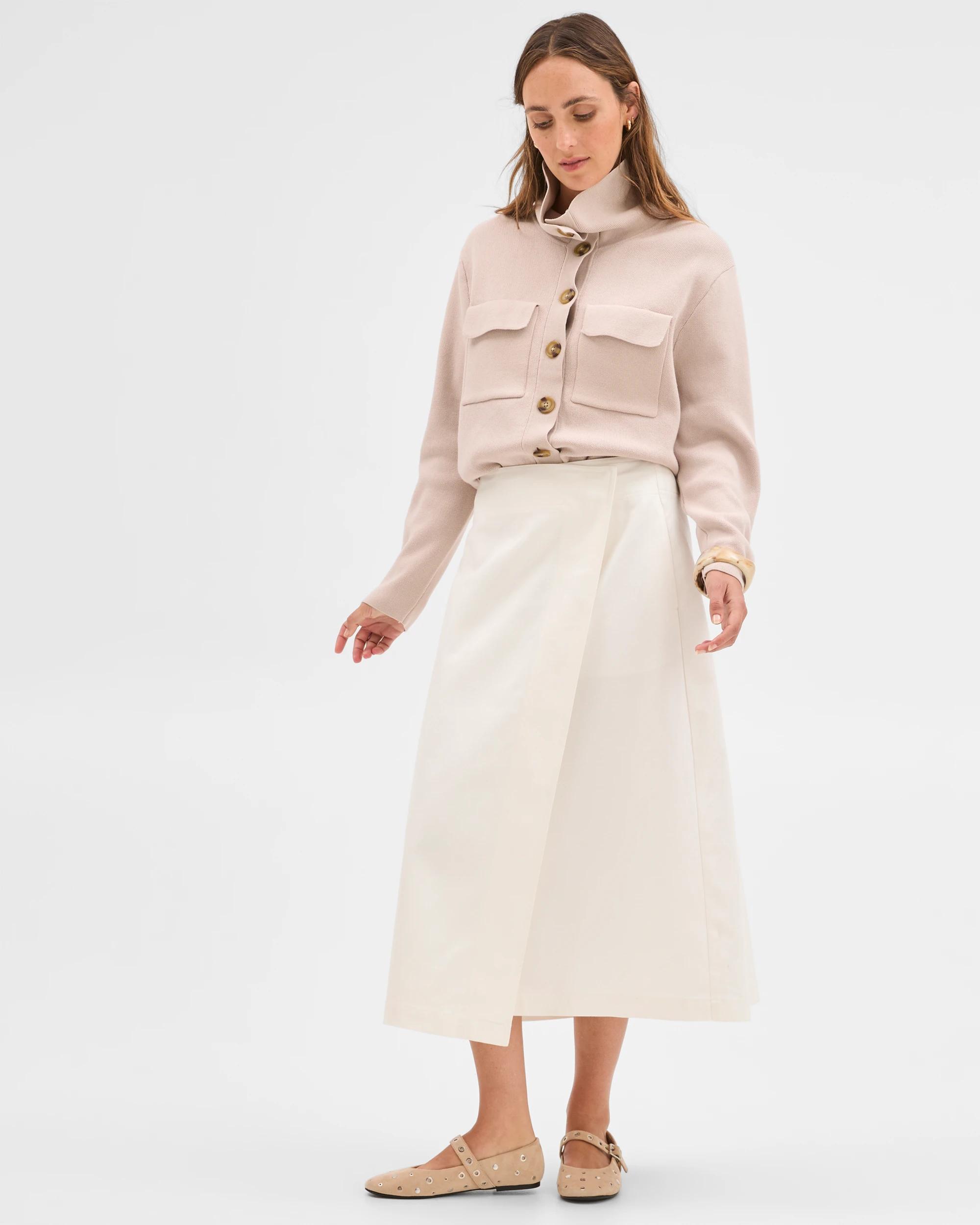 3 Target Woman Australian Cotton Funnel Neck Cocoon Knit Jacket PEBBLE, 3 of 7