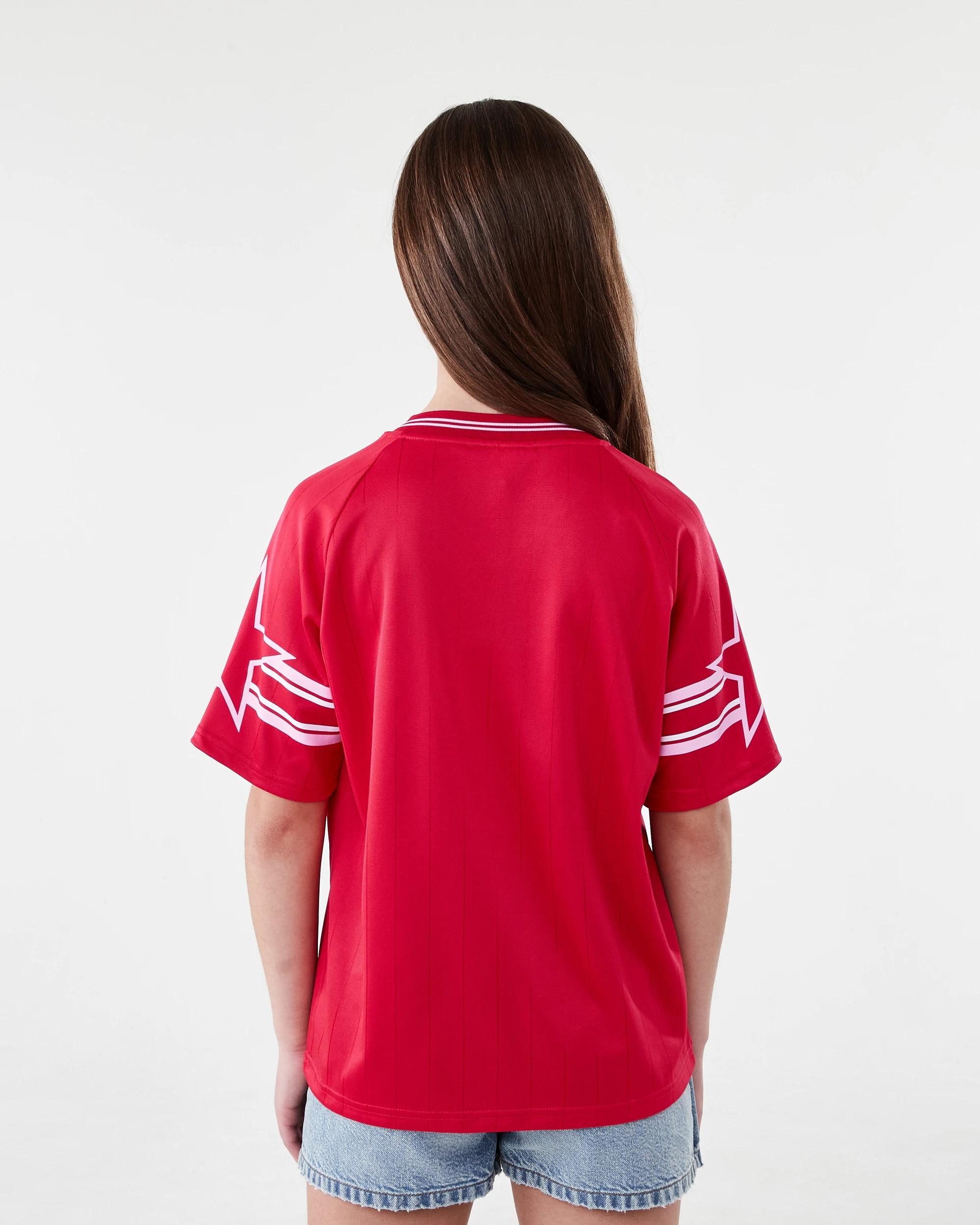 2 V-Neck Mesh Printed T-shirt Red Ny, 2 of 7