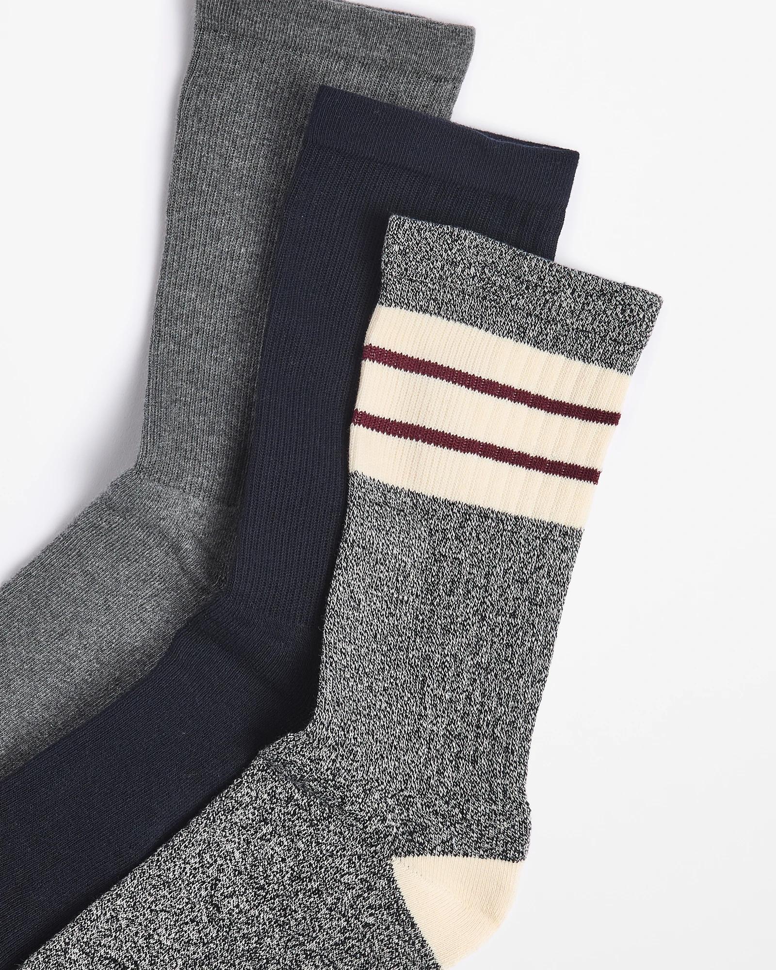 2 Australian Cotton Blend 3 Pack Comfort Crew Socks - Maxx BLACK STRIPE, 2 of 3