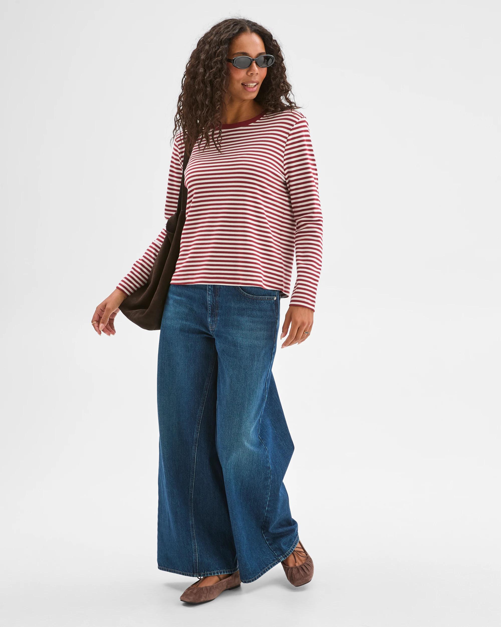 1 Target Woman Australian Cotton Classic Long Sleeve Crew Neck T-Shirt BRICK, 1 of 6