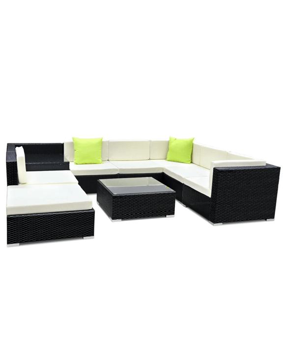 Gardeon 9pc Outdoor Furniture Sofa Set Wicker Garden Patio Pool Lounge