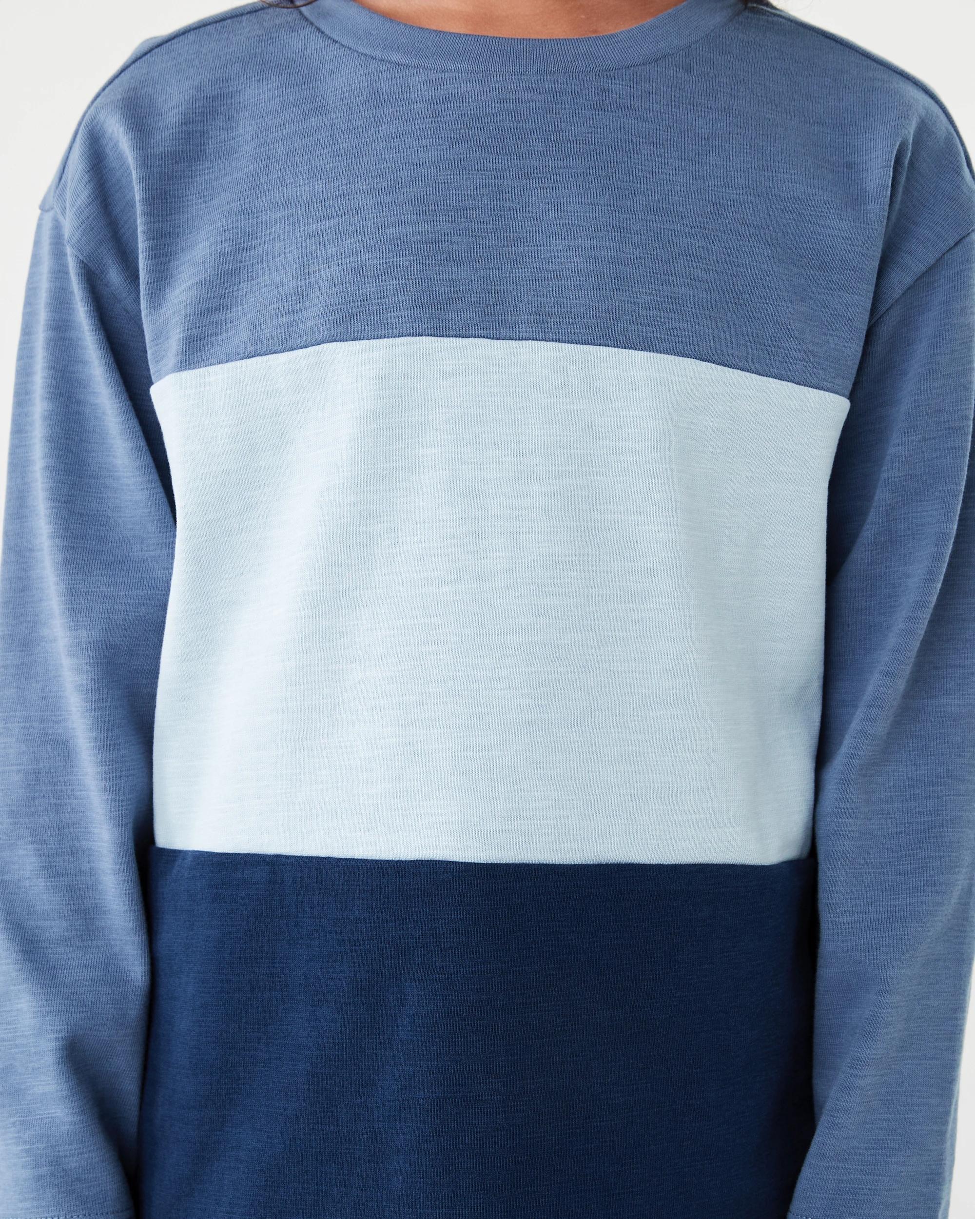 5 Long Sleeve Panel T-shirt Dim Blue, 5 of 7