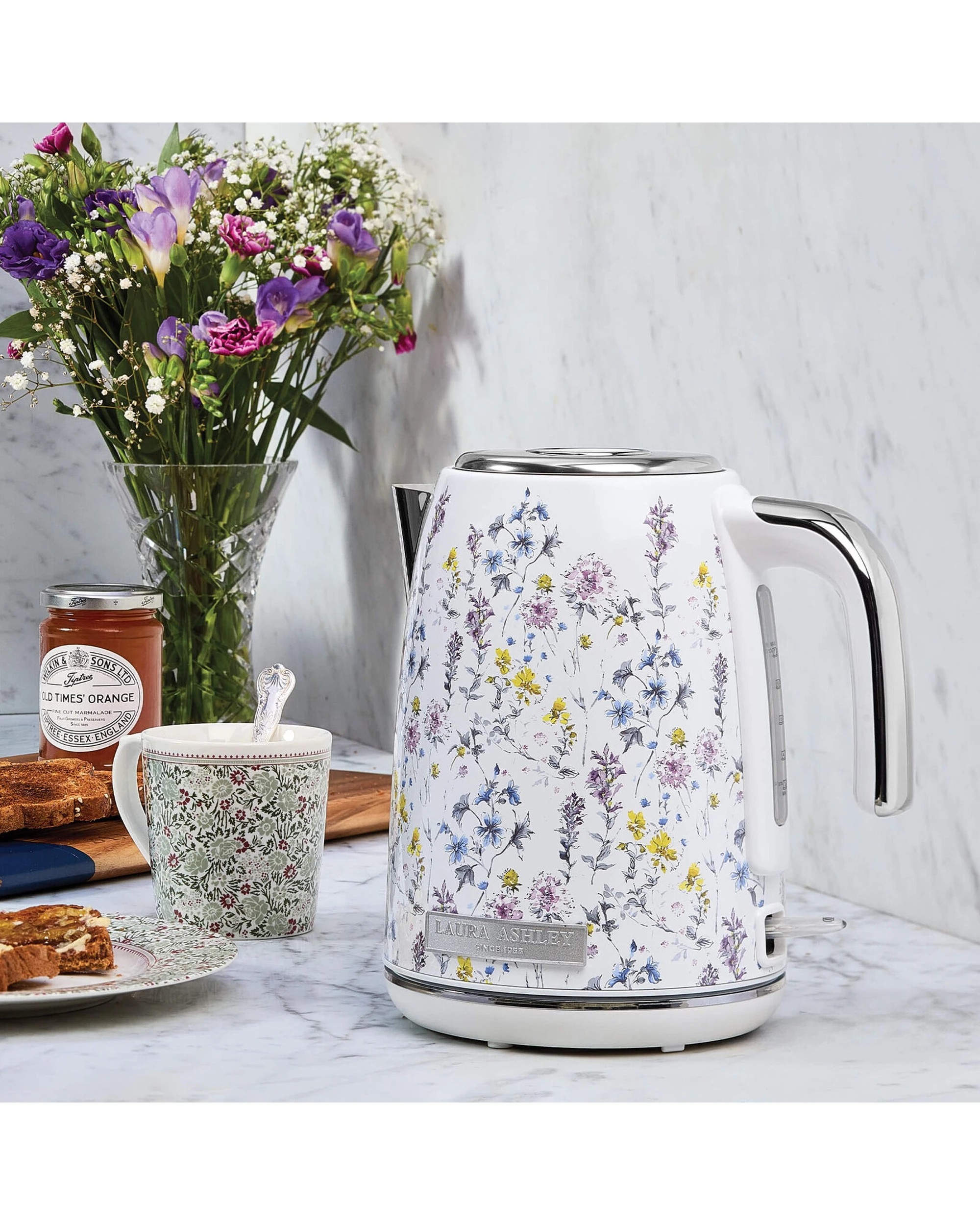 6 Laura Ashley 1.7L Jug Electric Kettle And 4 Slice Toaster Combo Wild Meadow - White, 6 of 8