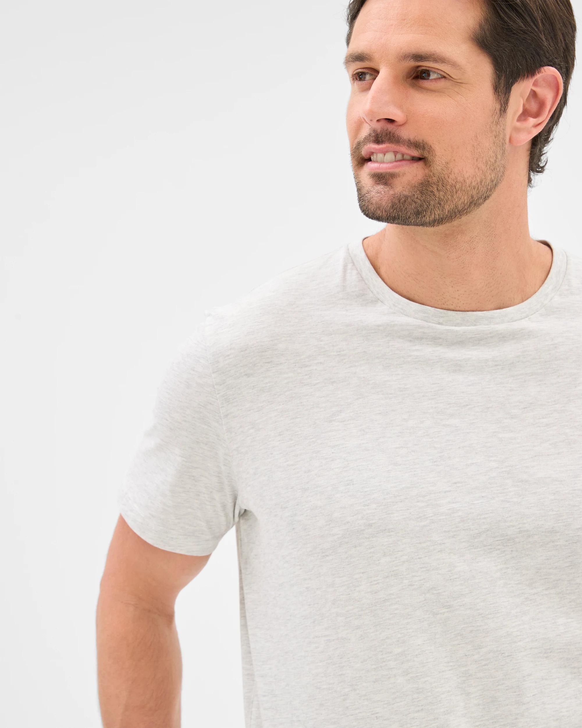 5 Target Mens Australian Cotton Jersey/poplin Pyjama Set GREY MARLE/ RED STRIPE, 5 of 8