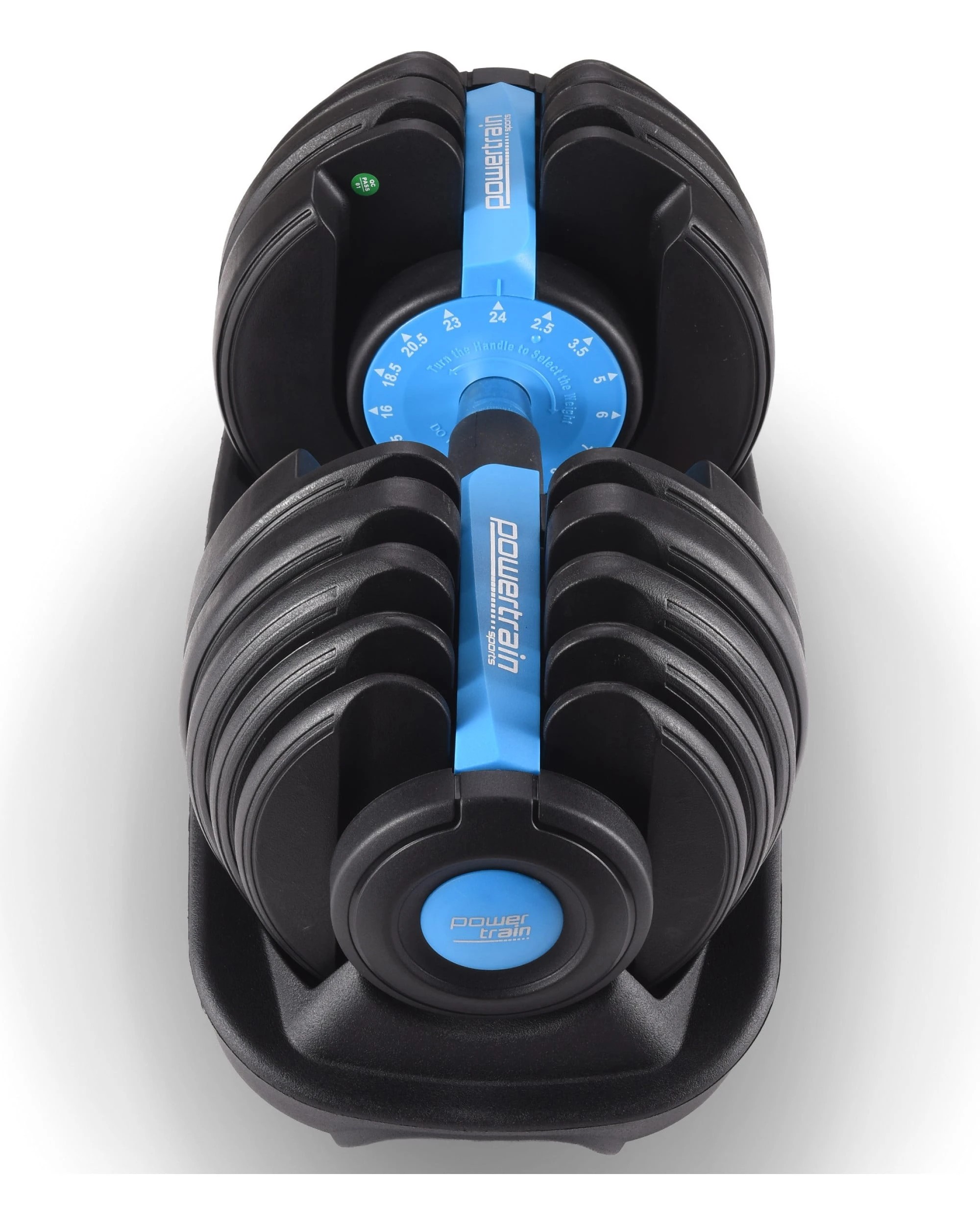6 Powertrain 24kg Adjustable Dumbbell Home Gym Exercise Weights Free Workout Blue, 6 of 7