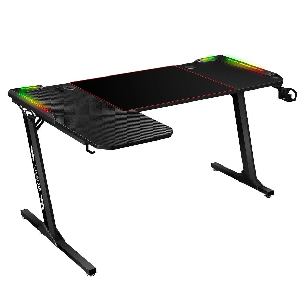1 Ausway L Shaped Gaming Desk RGB LED Carbon Fiber 140CM, 1 of 4