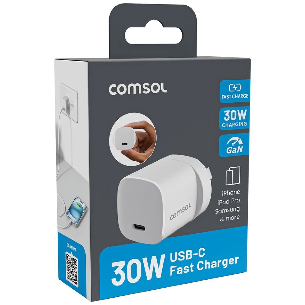 2 Comsol USB-C Wall Charger 30W White, 2 of 6