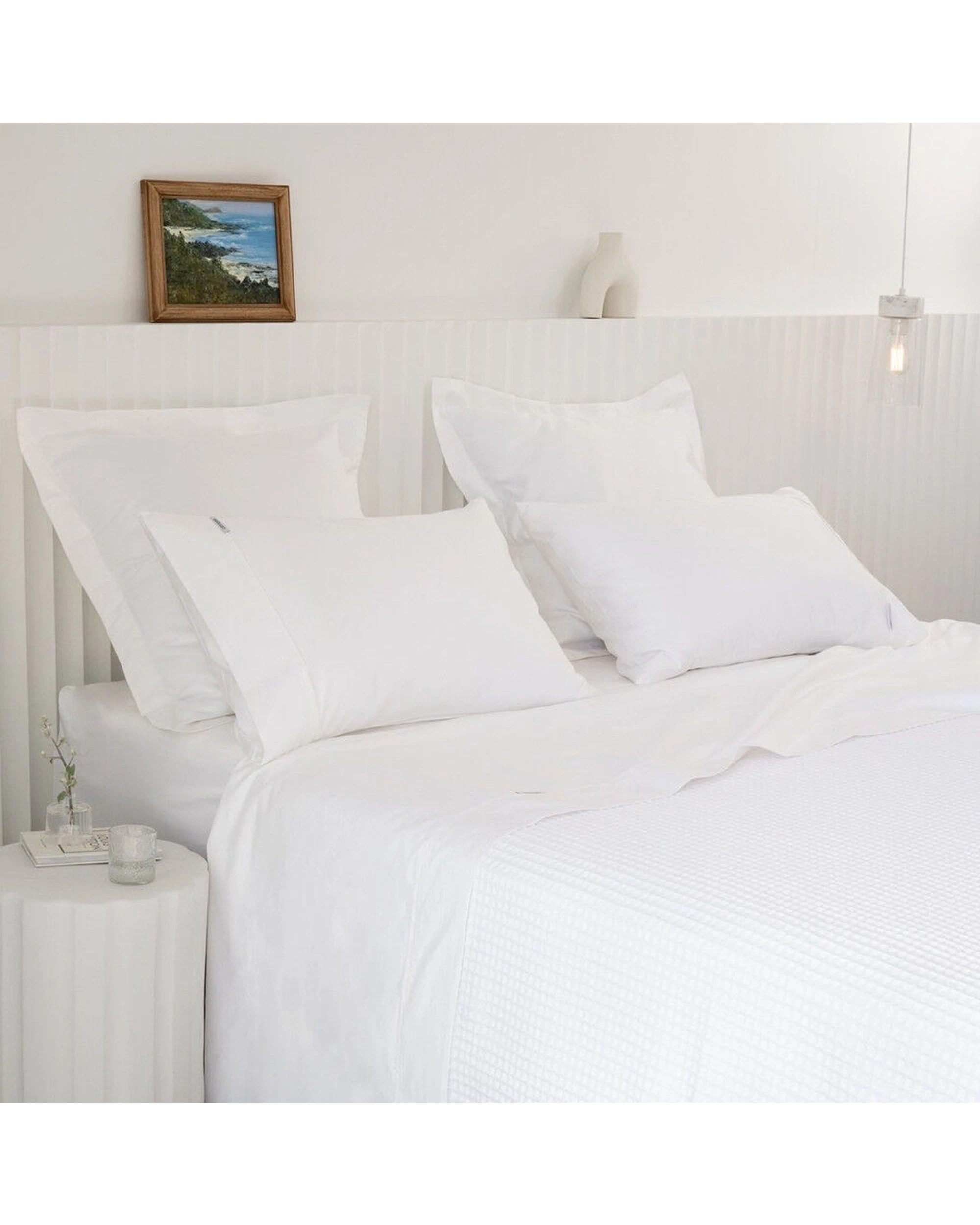 5 Canningvale Mille 1000TC Long Staple Cotton Bed Sheet Pillowcase Set - Queen Bed - White, 5 of 5