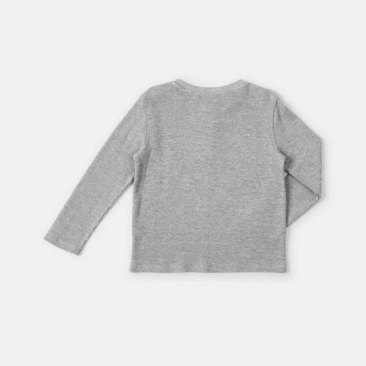 8 Waffle Henley Long Sleeve T-shirt Kgry Marle, 8 of 8