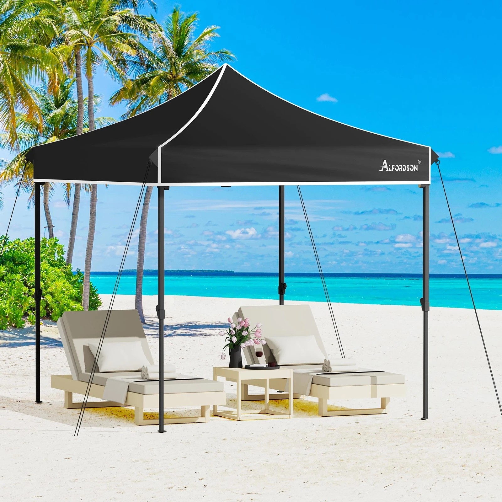 6 Alfordson Gazebo 3x3m Pop Up Marquee Canopy - Black, 6 of 10