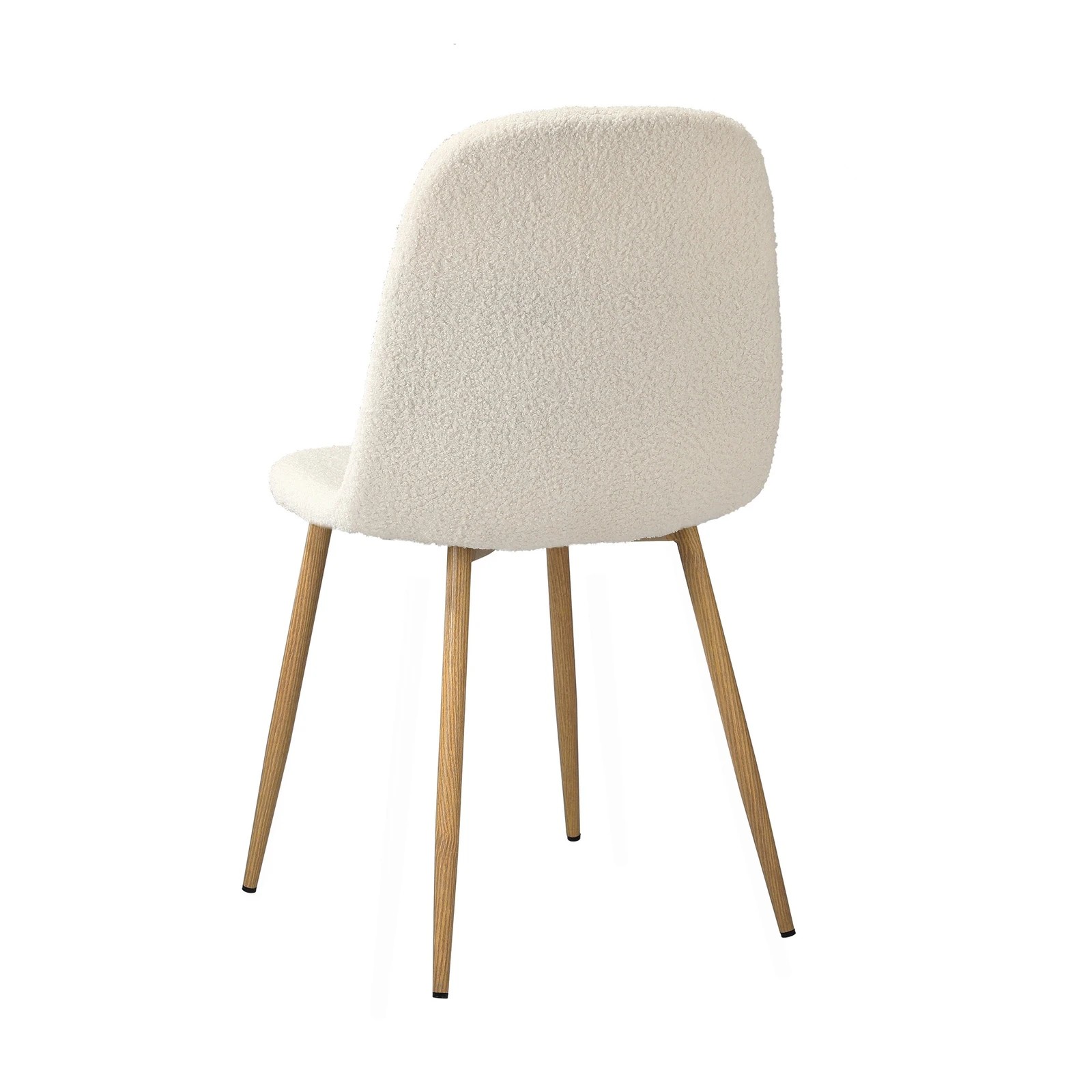 8 Oikiture 2x Sherpa Dining Chairs Kitchen Accent Chair Lounge Timber-look Legs
 - White, 8 of 10