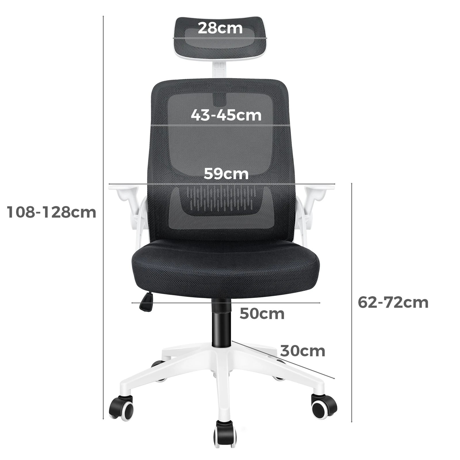 6 Alfordson Mesh Office Chair Executive Tilt Seat Gaming Racing Computer - White Black, 6 of 10