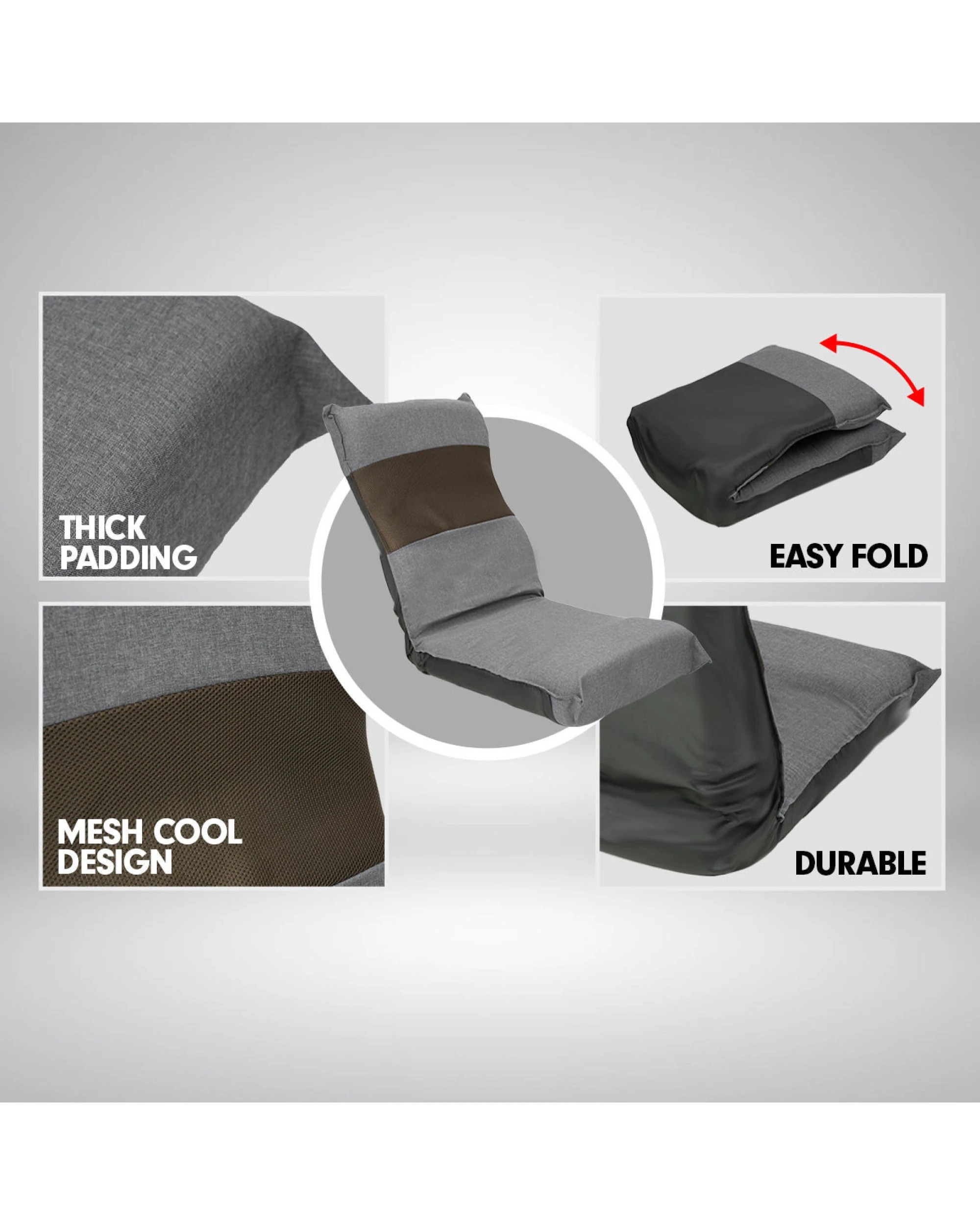 5 Adjustable Floor Lounge Chair 98 X 46 X 19cm - Light Grey, 5 of 6