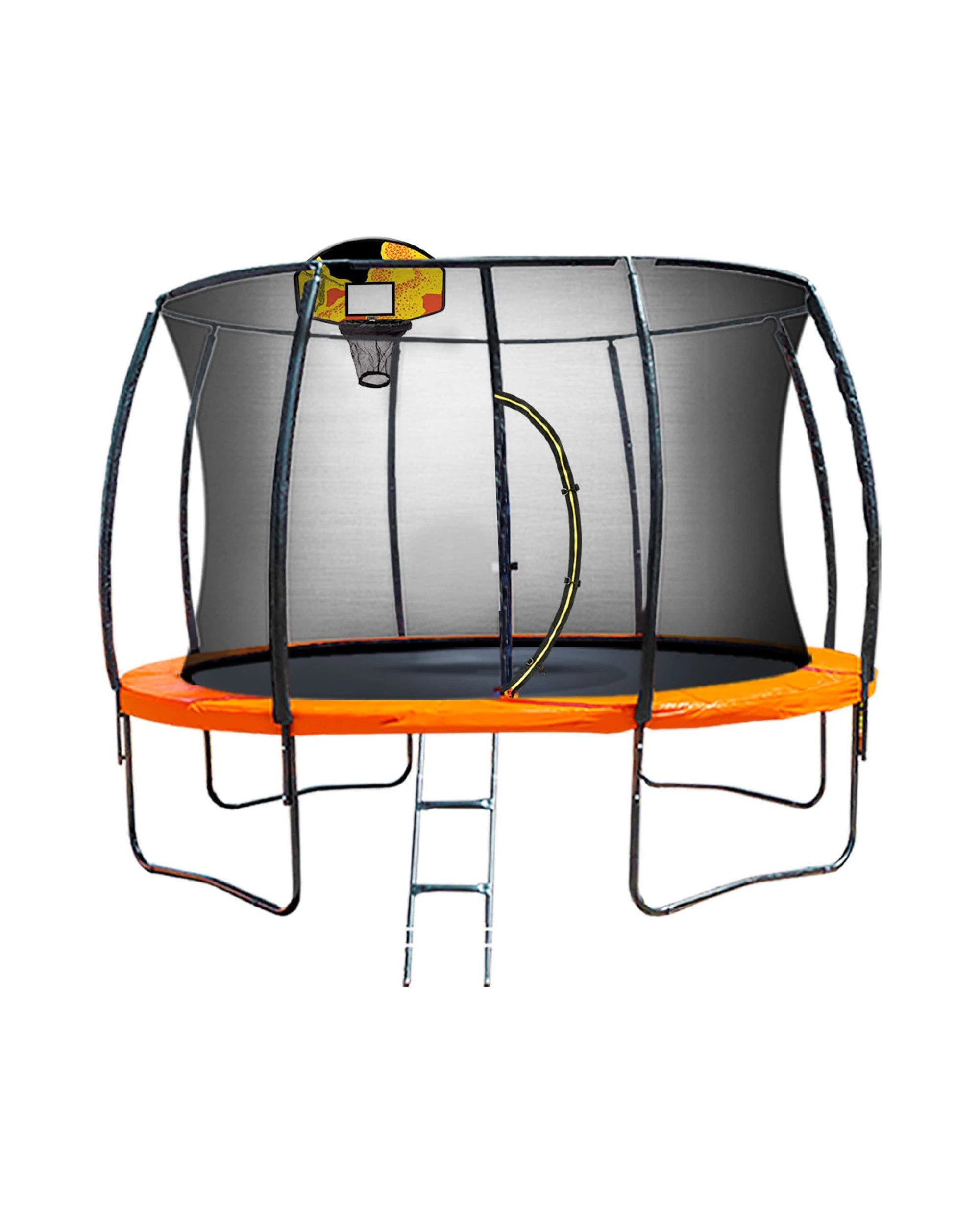 1 Kahuna 14 ft Trampoline Free Safety Net Spring Pad Mat with Basketball - Orange, 1 of 4