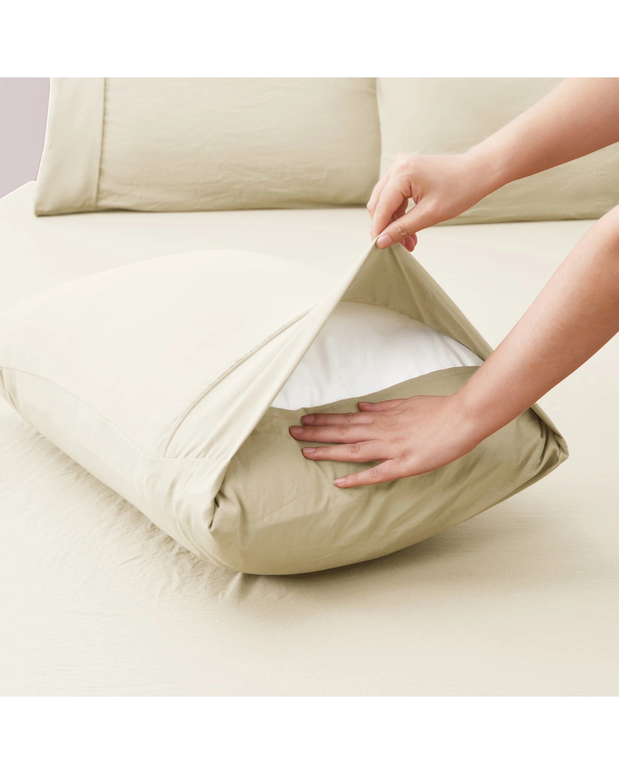 3 Dreamaker Superfine Washed Microfibre Standard Pillowcase Twin Pack - Natural, 3 of 4