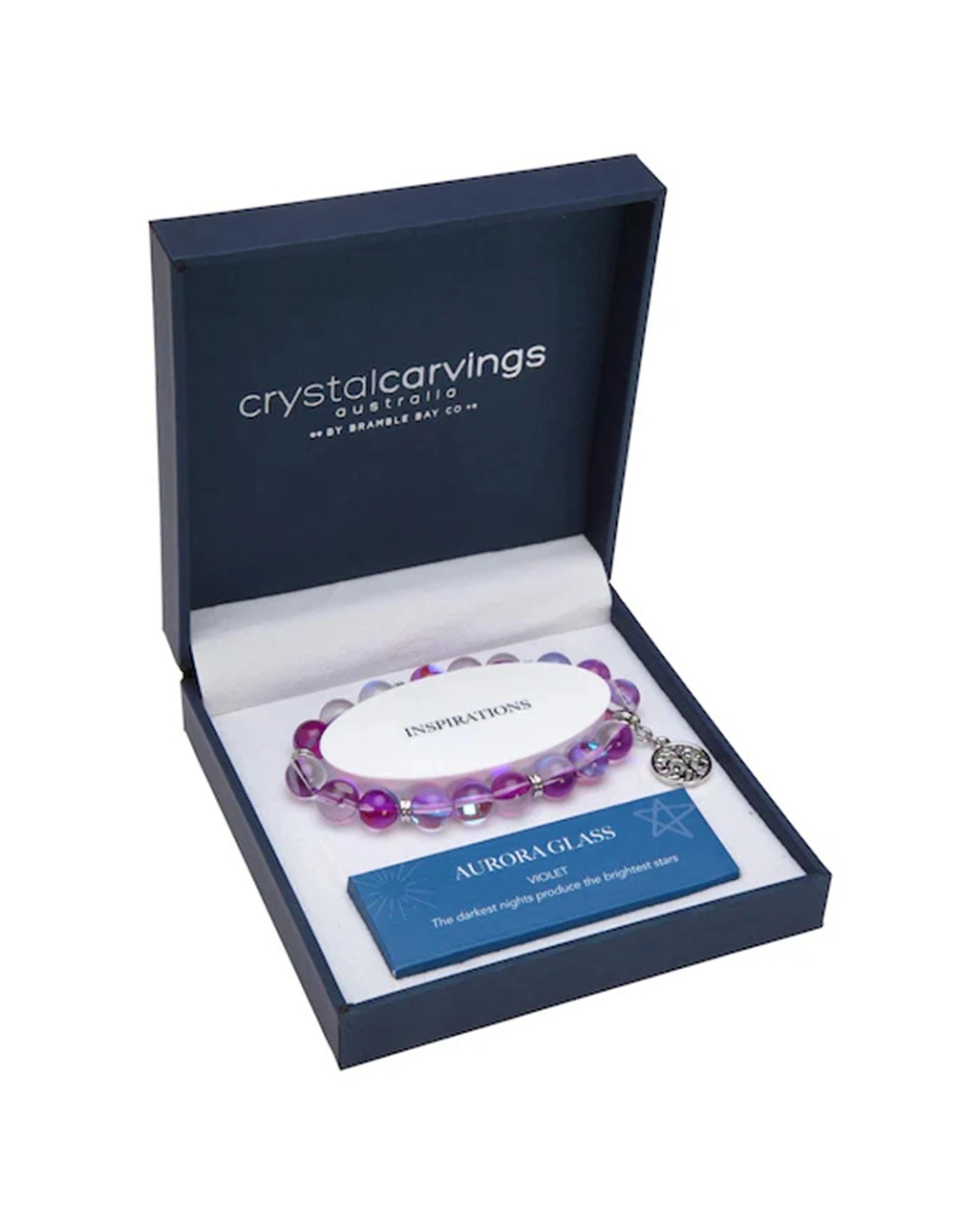 1 Bramble Bay Aurora Glass Tree of Life Charm Beaded Jewellery Bracelet 10mm - Purple, 1 of 1