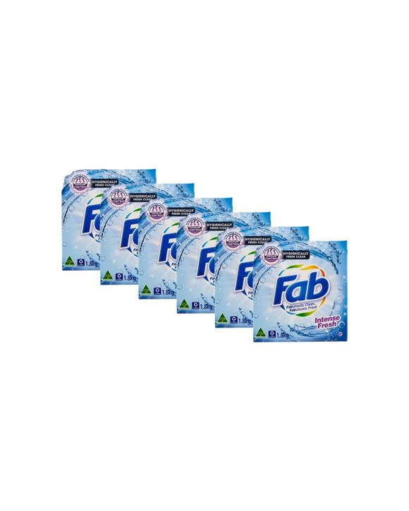 FAB Hygienically Clean Intense Fresh Laundry Powder 6pk 1.8kg Odour Control - Blue
