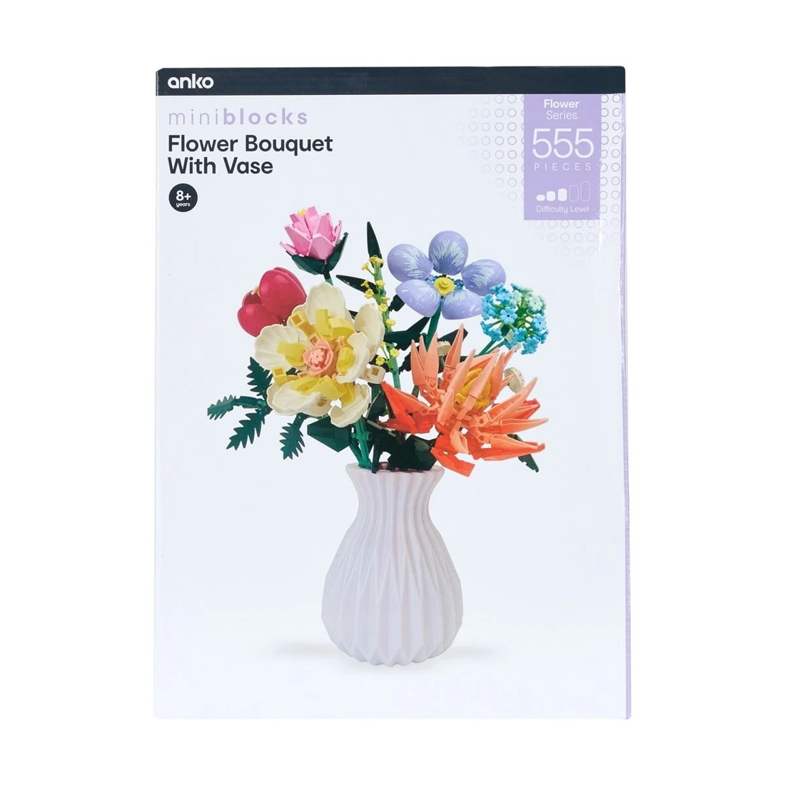 1 555 Piece Mini Blocks Flower Series: Flower Bouquet with Vase Playset, 1 of 8