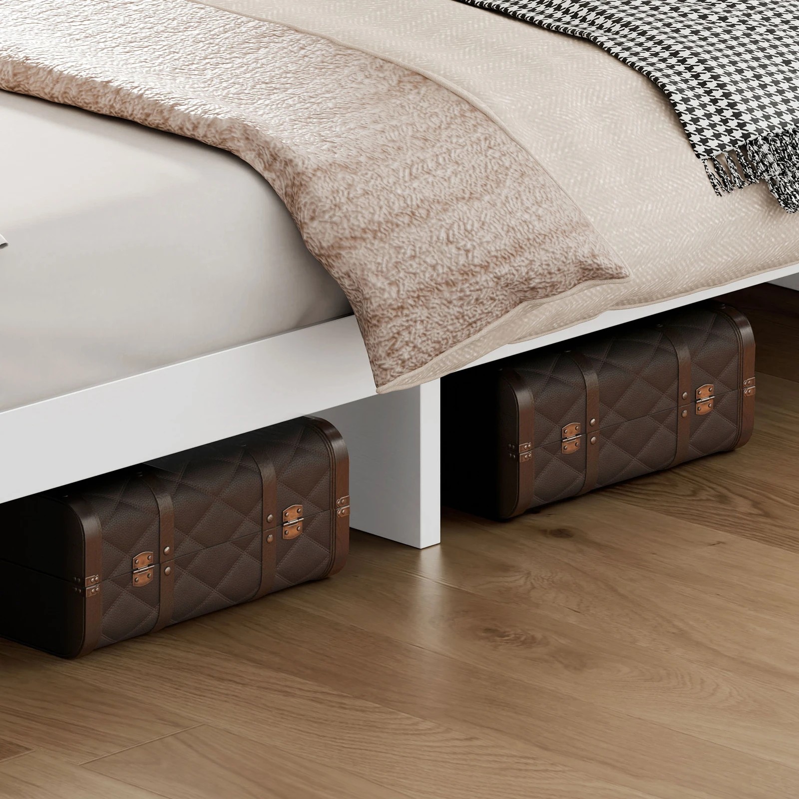 6 Alfordson Wooden Bed Frame King Size with Charging Station & 2 Drawers - White, 6 of 10