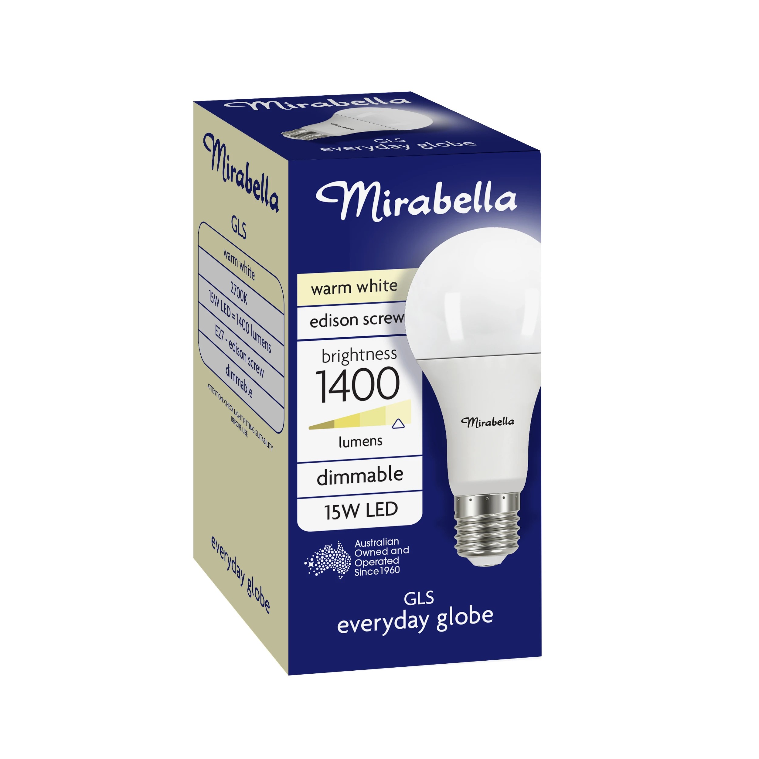 1 Mirabella LED GLS ES Warm White 15W Bulb, 1 of 6