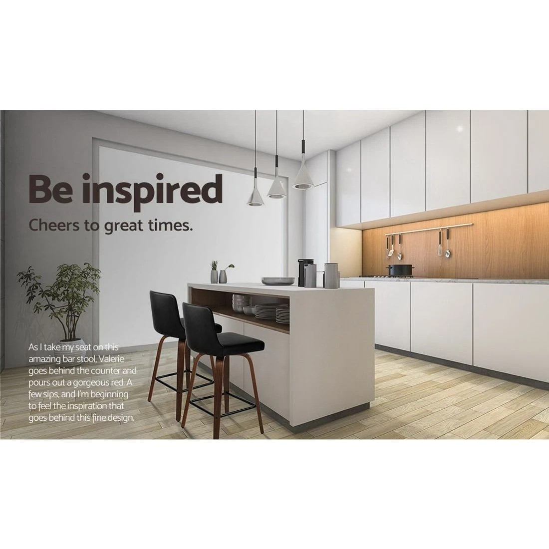 3 Artiss 2x Bar Stools Swivel Leather Padded Wooden - Black, 3 of 6