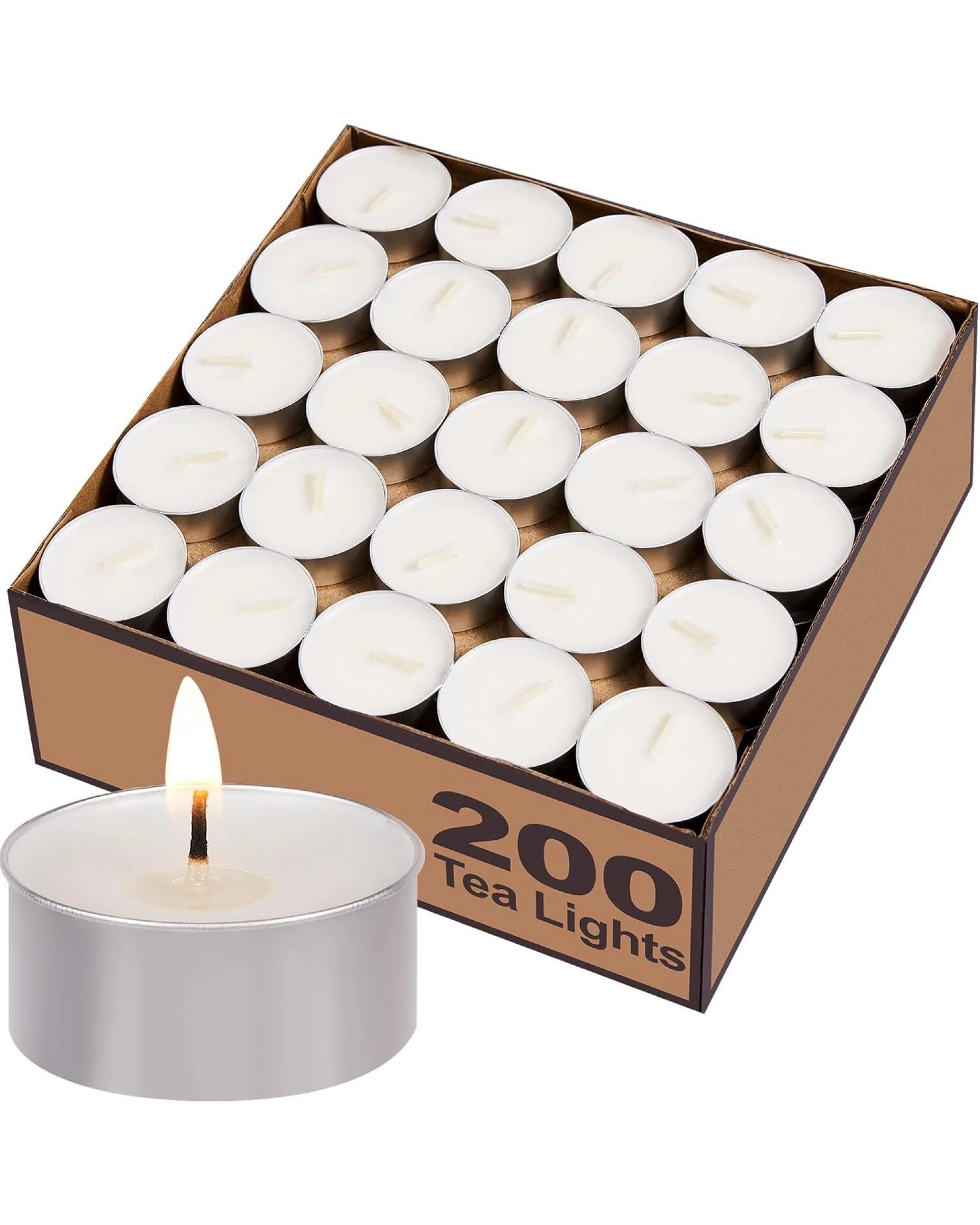 1 BR Home Tealight Candles, 200-Pack, 9-Hour Burn Time, Smokeless Crystal Wax, 1 of 7